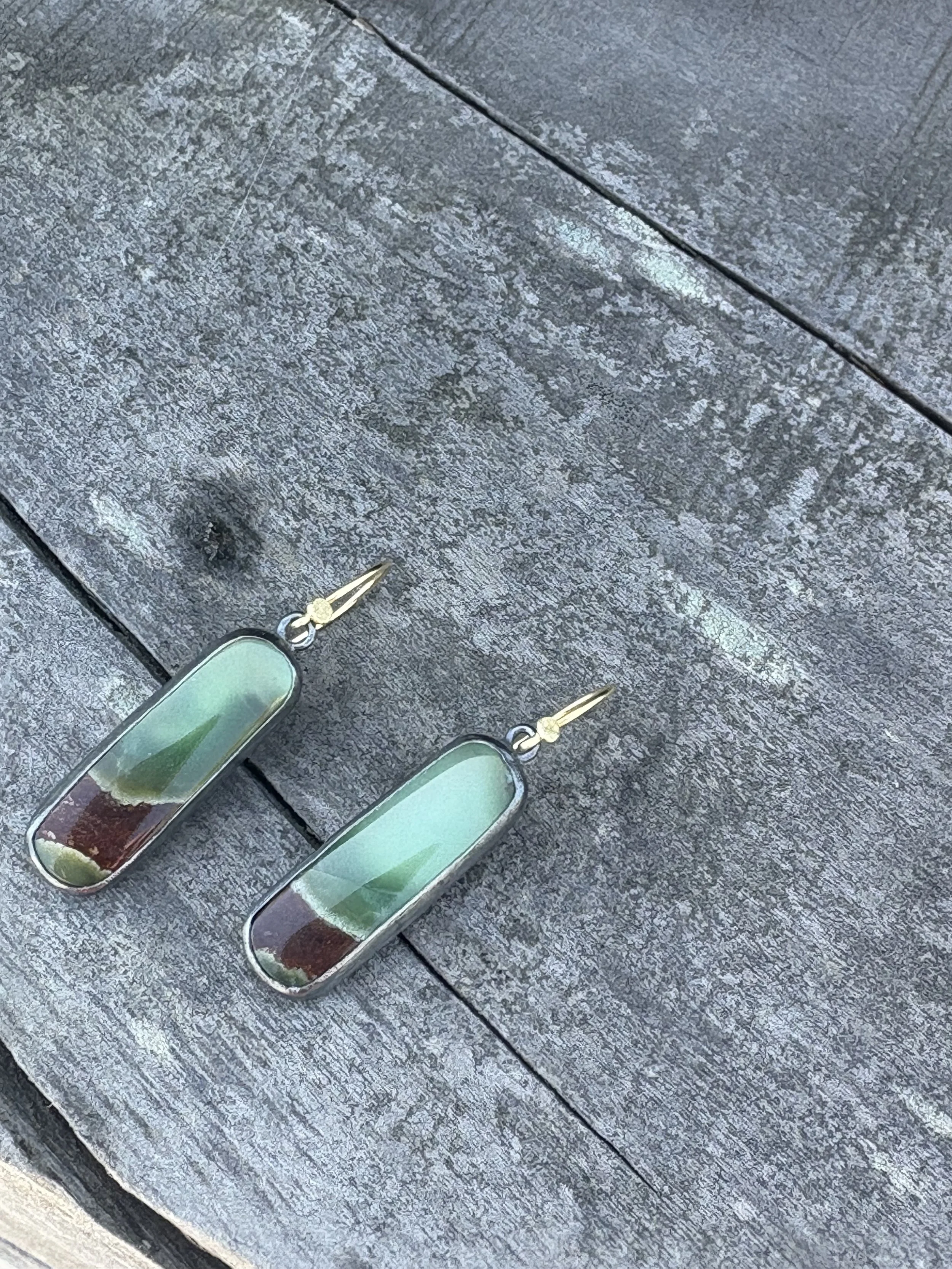 Chrysophase slab earrings