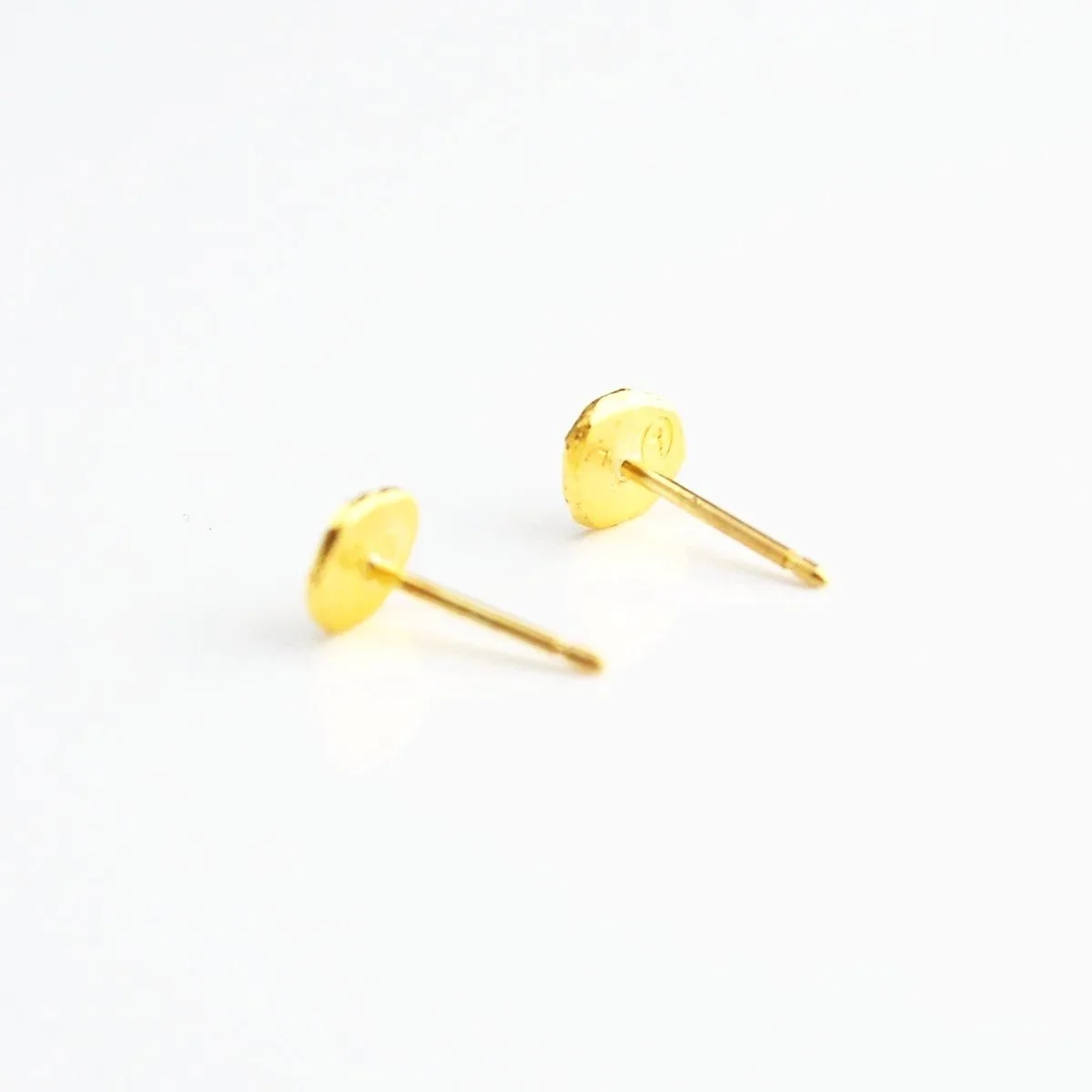 5mm, 4mm, or 2.5mm 24k gold hammered everyday earrings studs with 18k posts