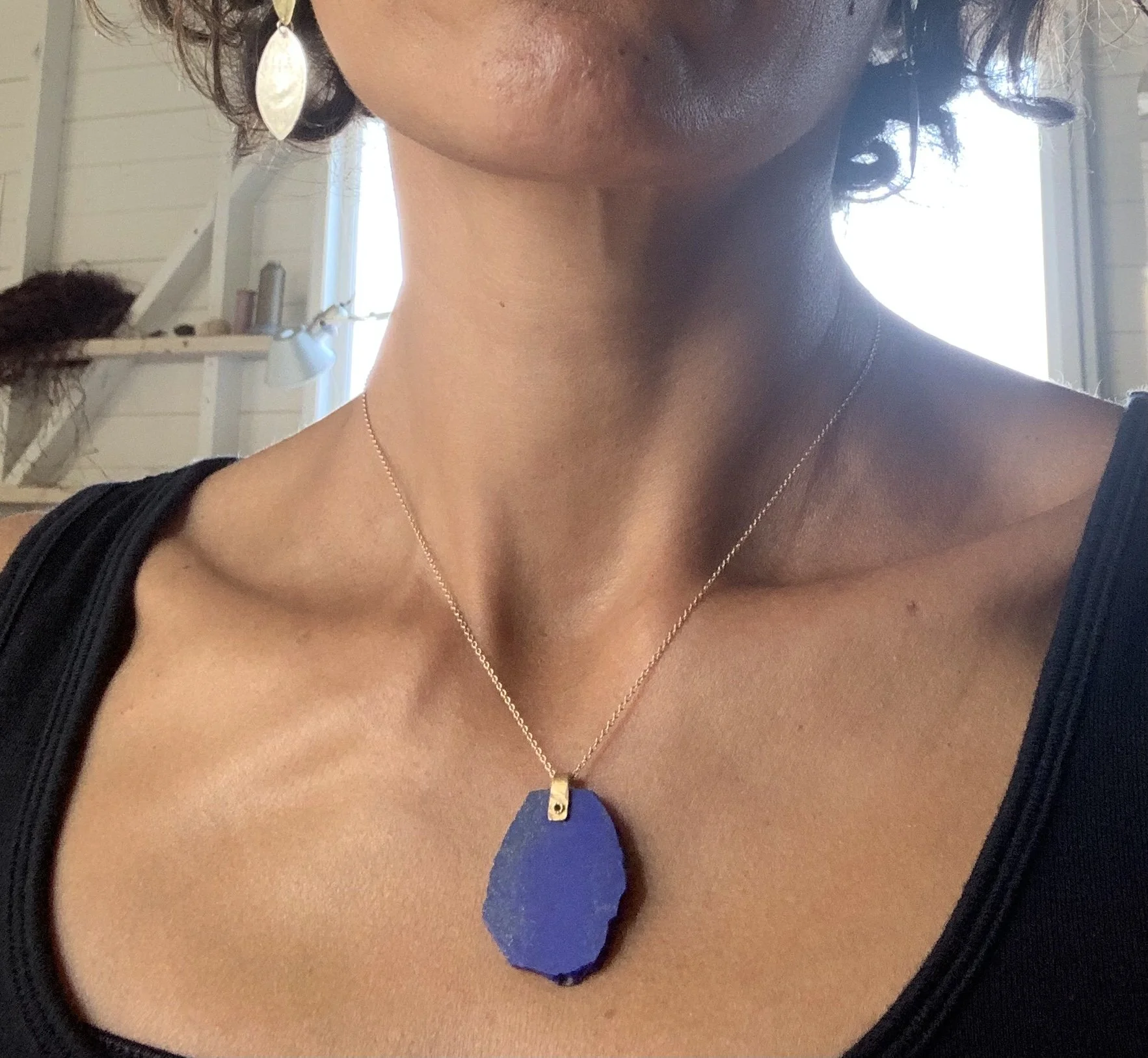Blue (rough edge lapis pendant)