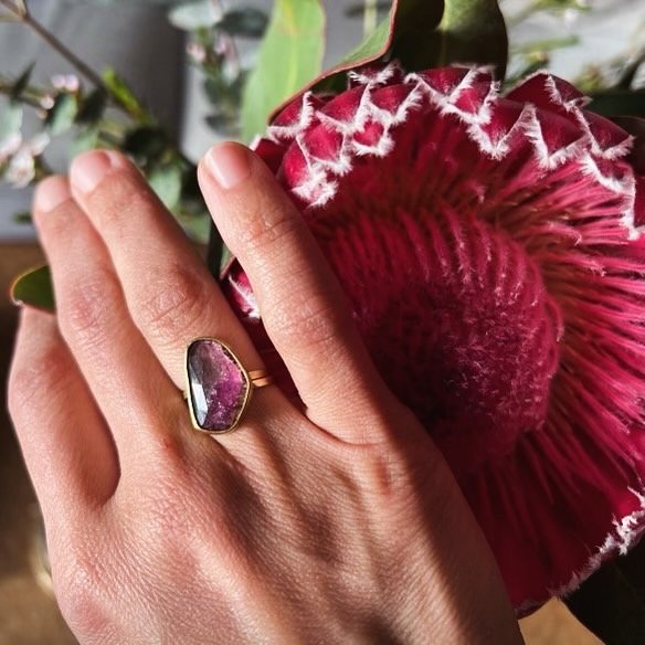Custom watermelon tourmaline ring