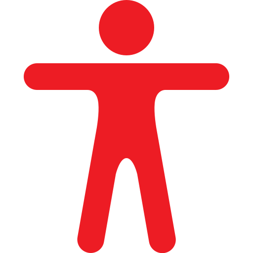 Red human-shaped figure with outstretched arms and a circular head.