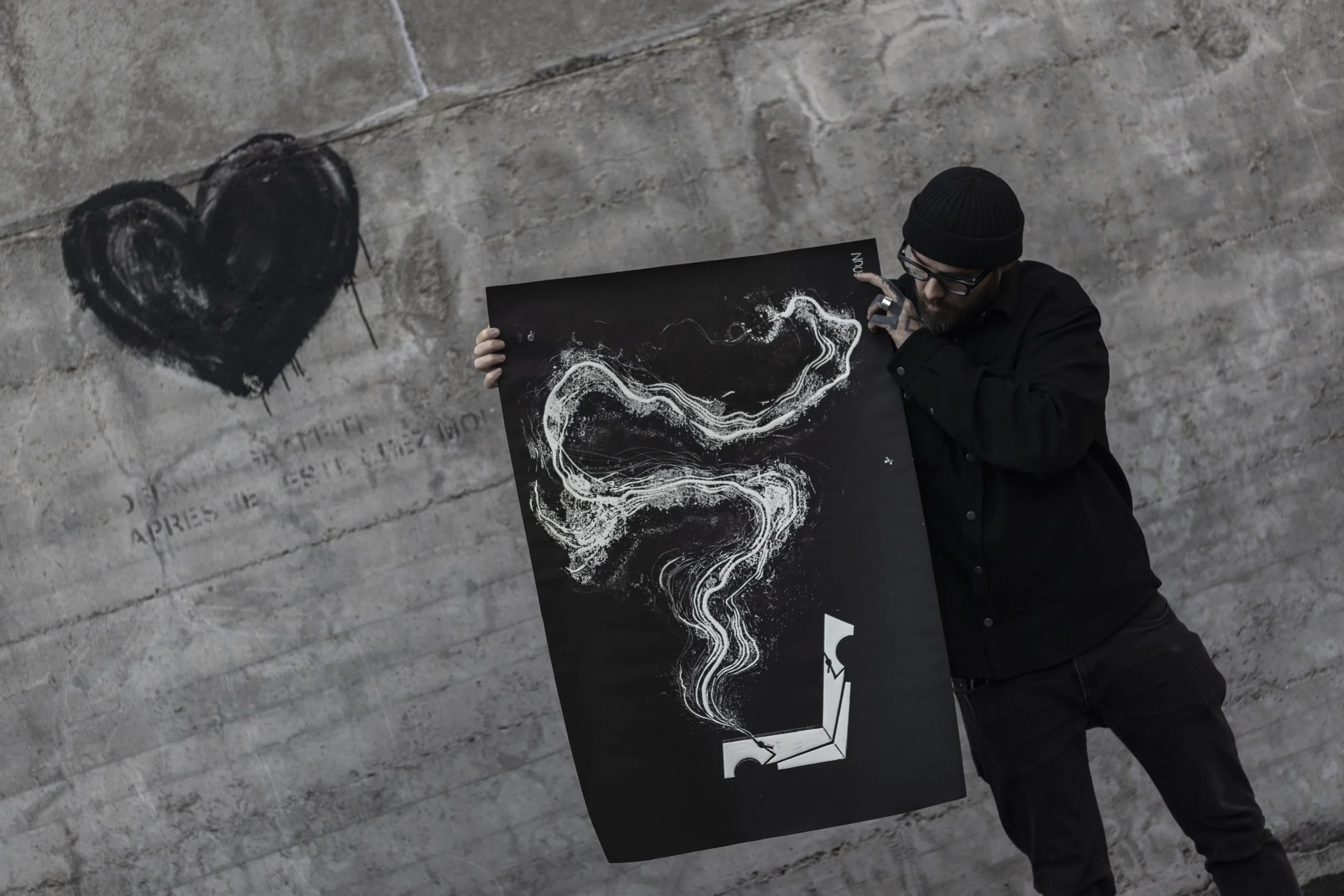 Tirage de linogravure à l'huile noire, de Soun par Olivier Poinsignon. Nos tirages sont à retrouver sur la boutique en ligne : "Soun boutique"