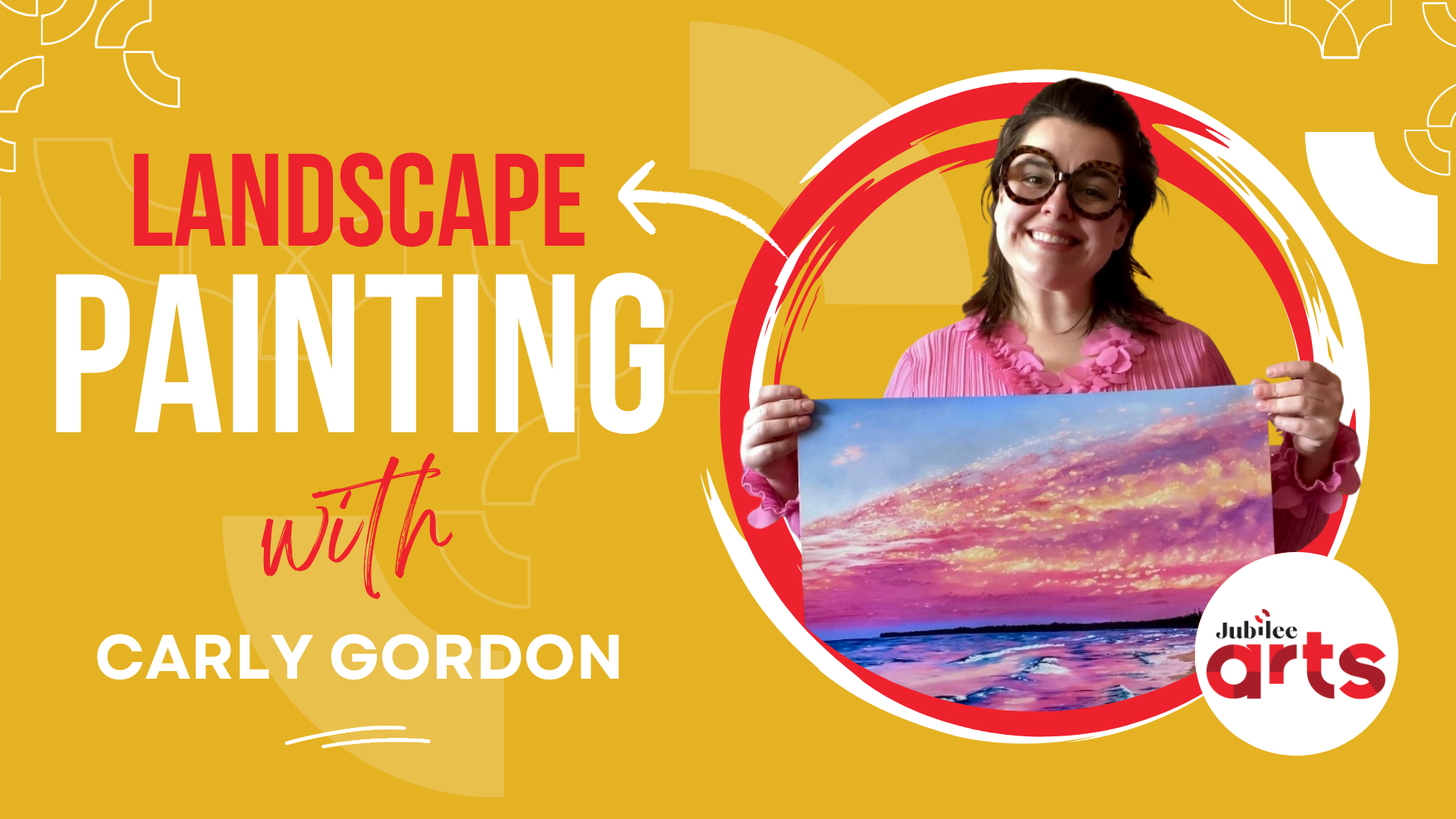 In this painting session, we will work from background to foreground in layers to build a landscape picture with depth. Material List: - 8x10 canvas or surface to paint on - Paint: white, red, yellow, blue. Acrylic is used in this demo and recommende