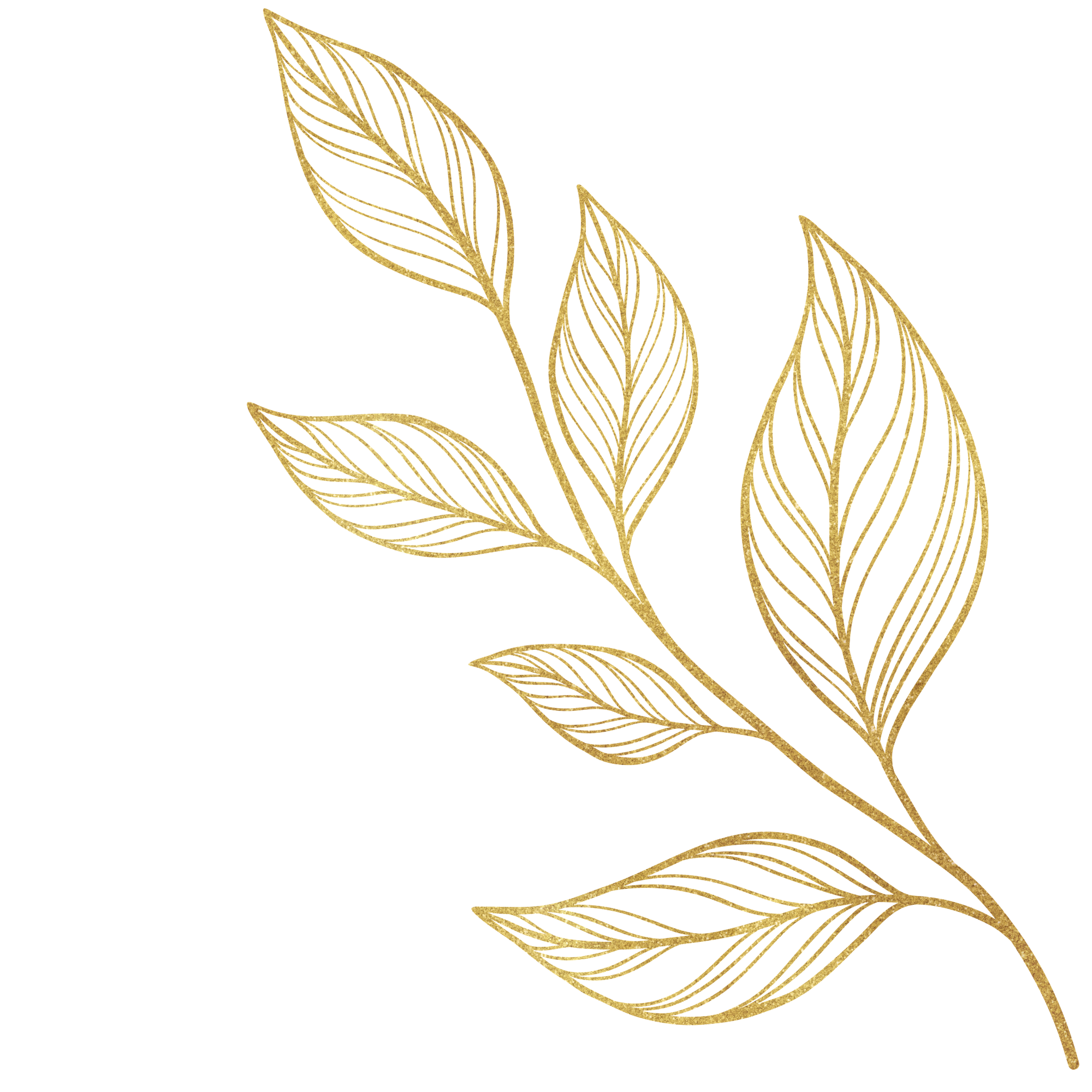 Gold outline of leaves on a branch.