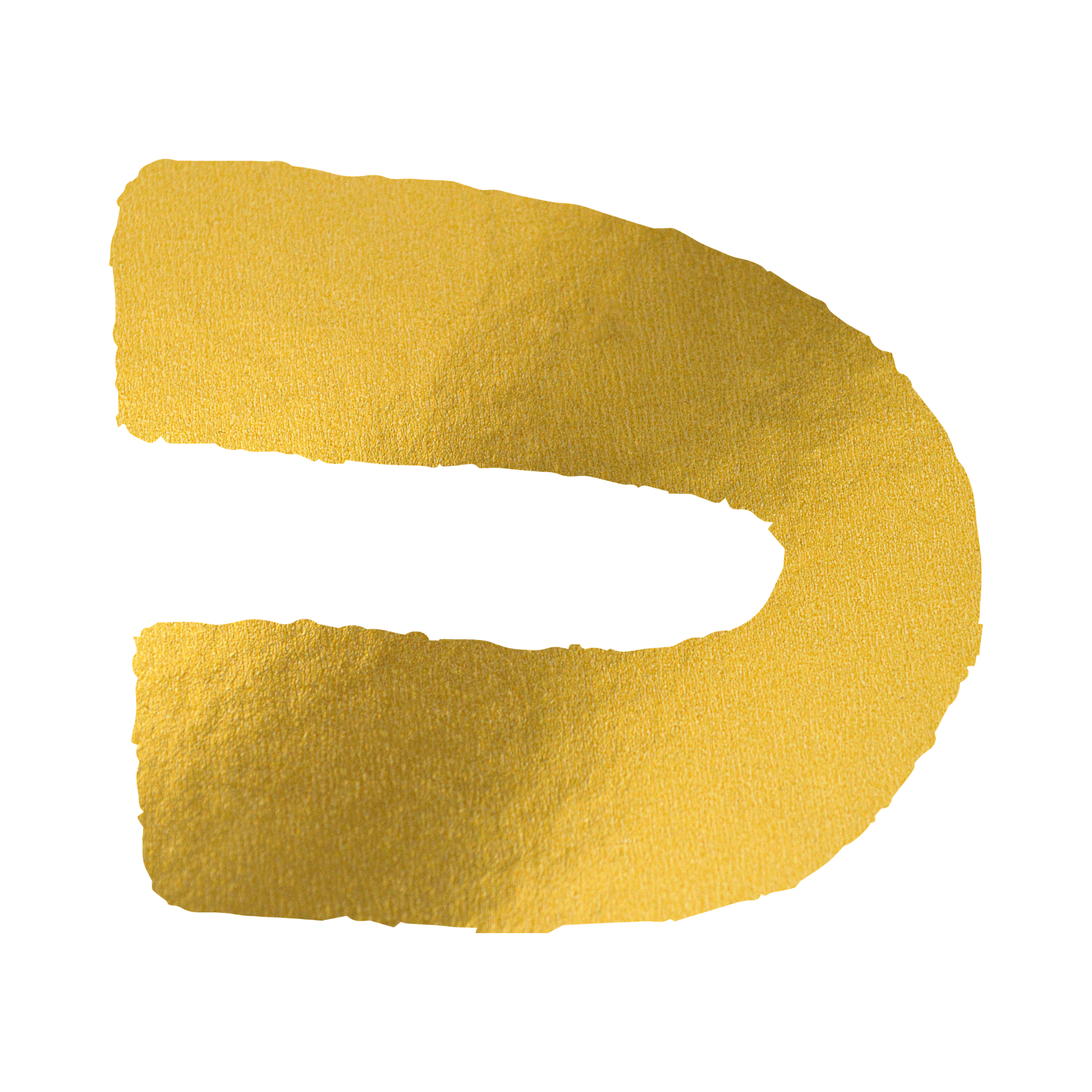 	
A gold, abstract shape, similar to a sideways horseshoe.