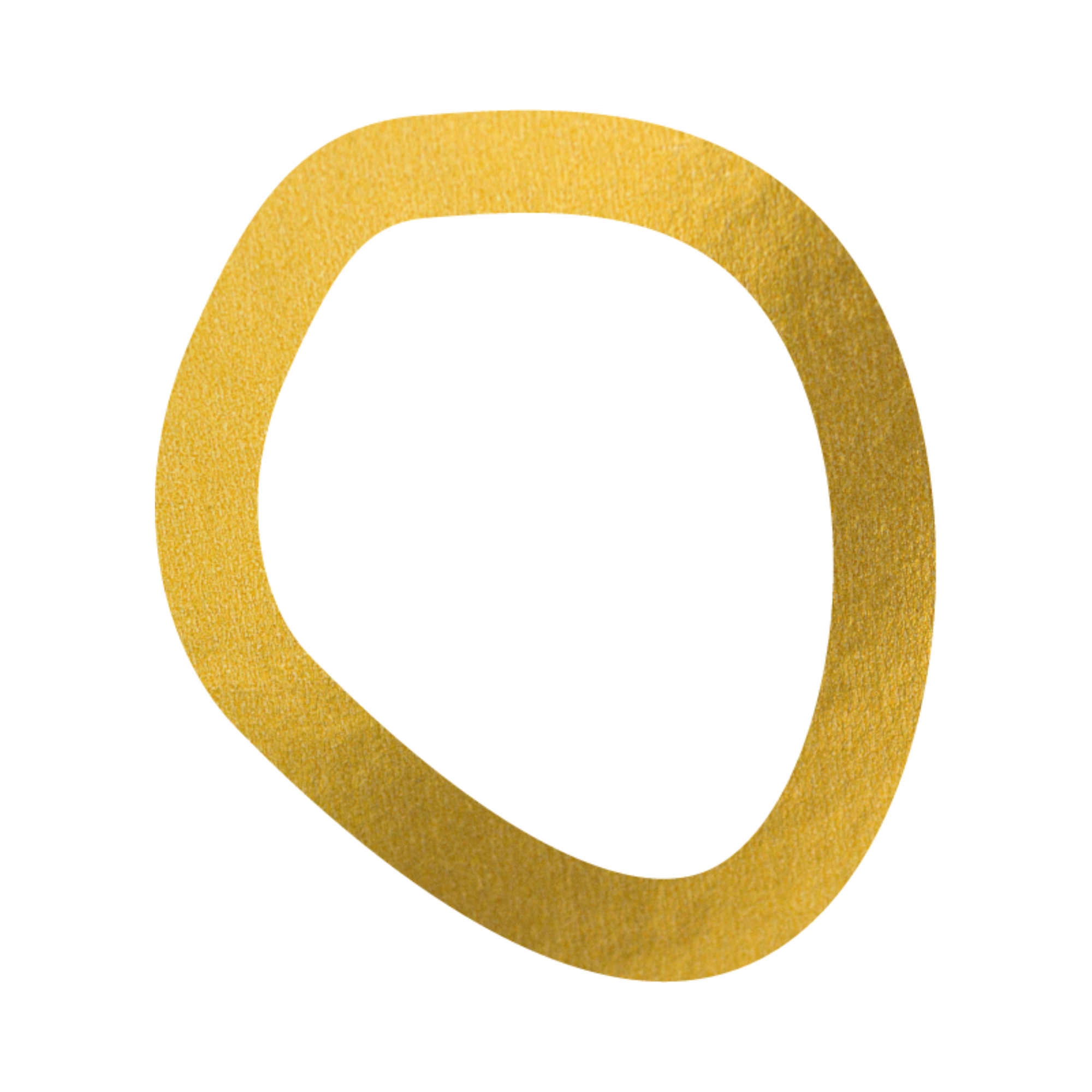 A gold, abstract squiggly circle.