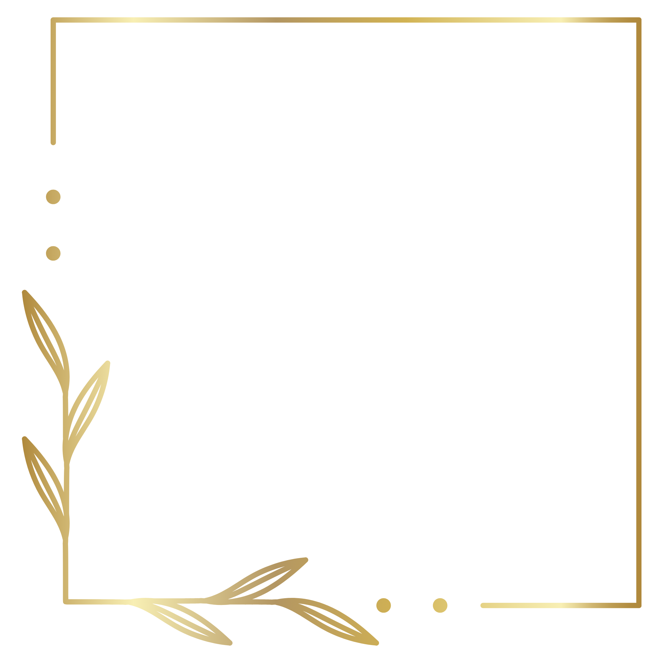 A gold, floral, square frame.