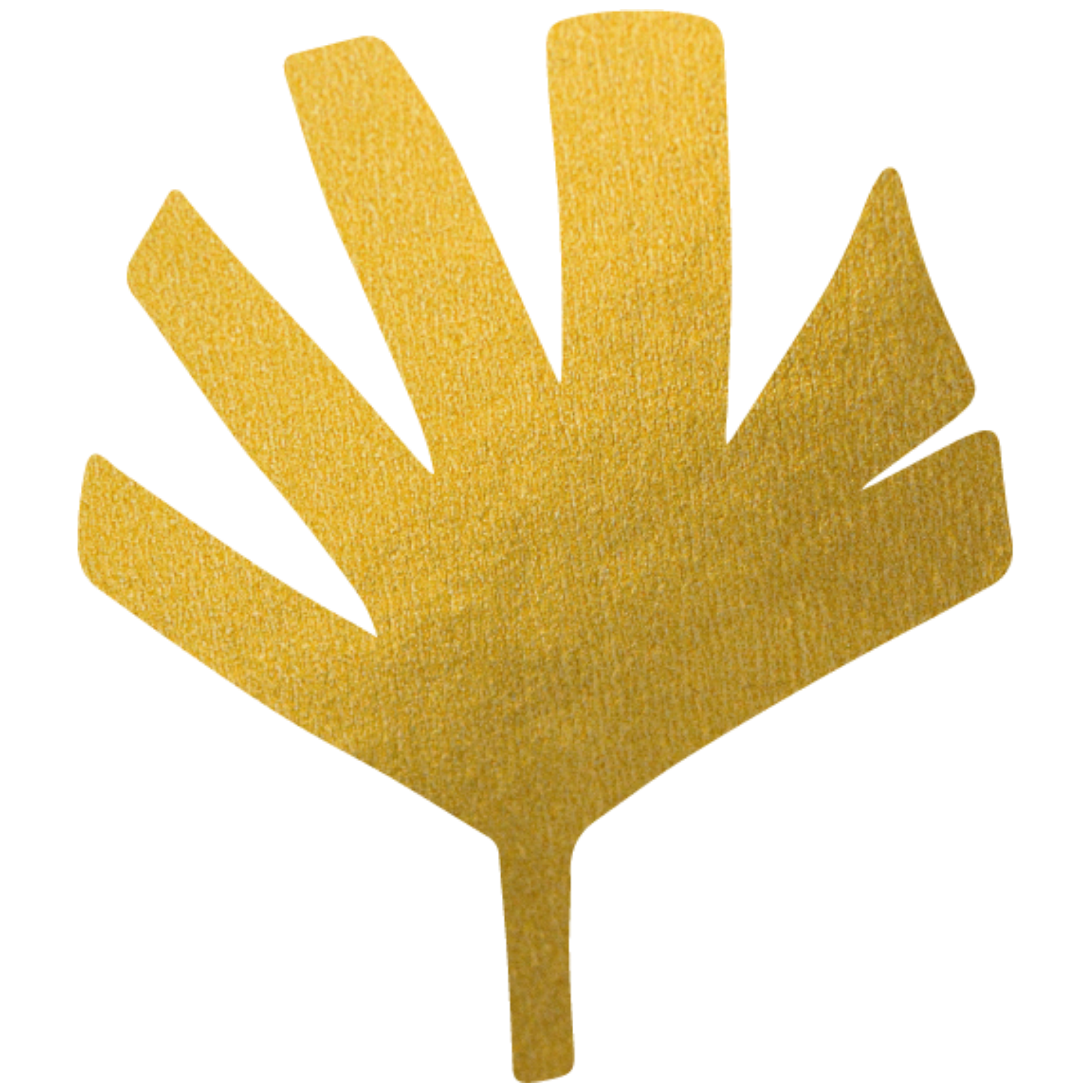 A gold, abstract palm leaf.
