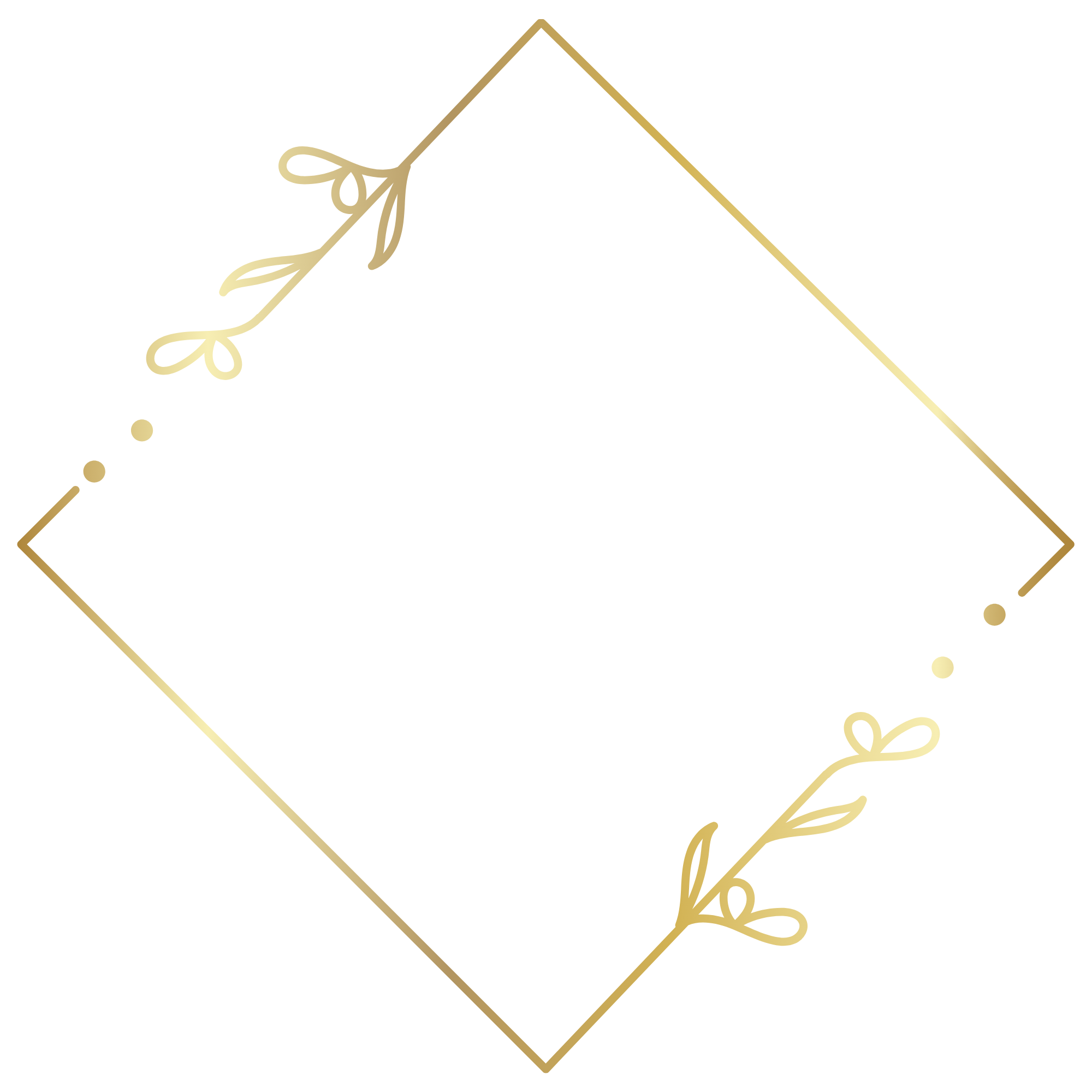 A gold, floral, square frame.