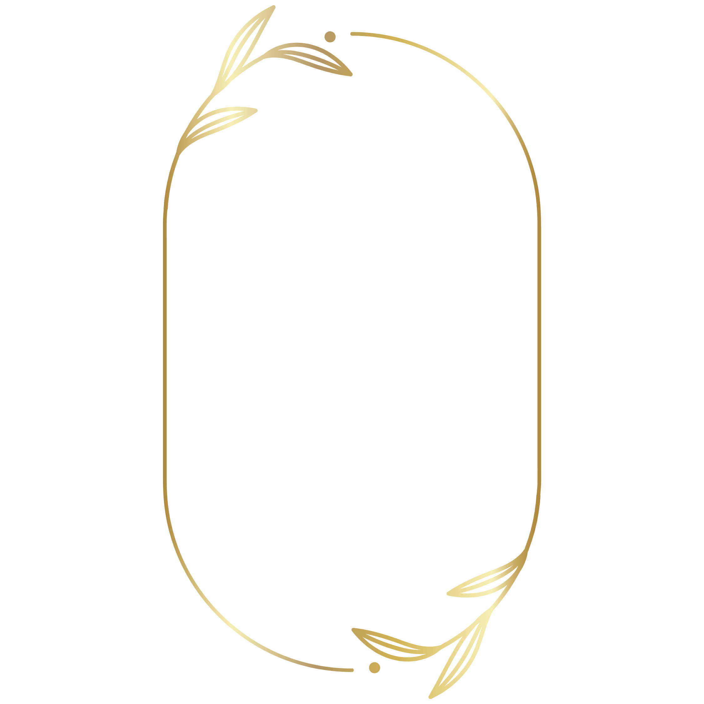 A gold, floral, oval frame.