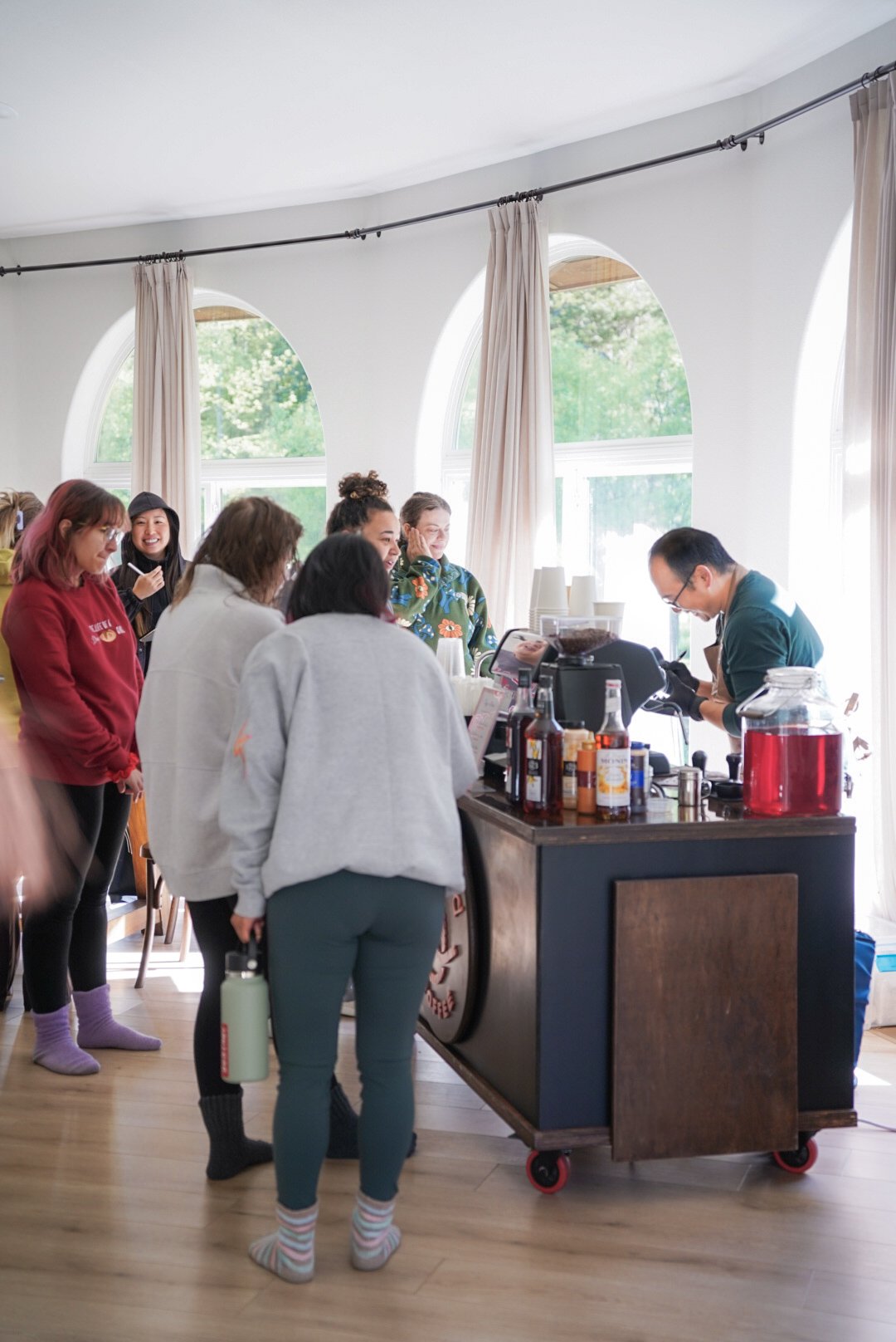 Braided Cord Coffee Cart catering coffee at a private event in Asheville North Carolina