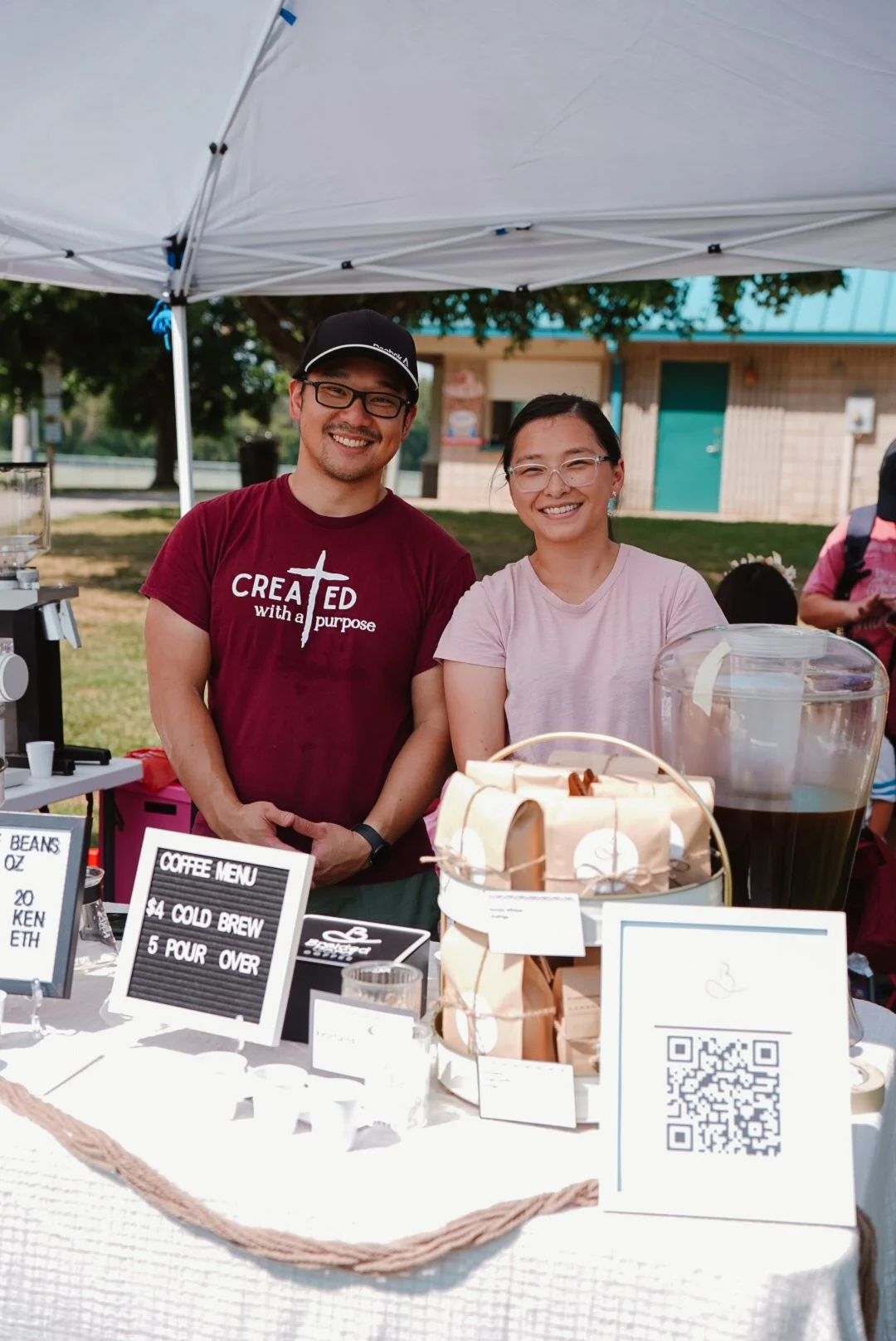 Mobile espresso bar serving guests at a Western North Carolina gathering