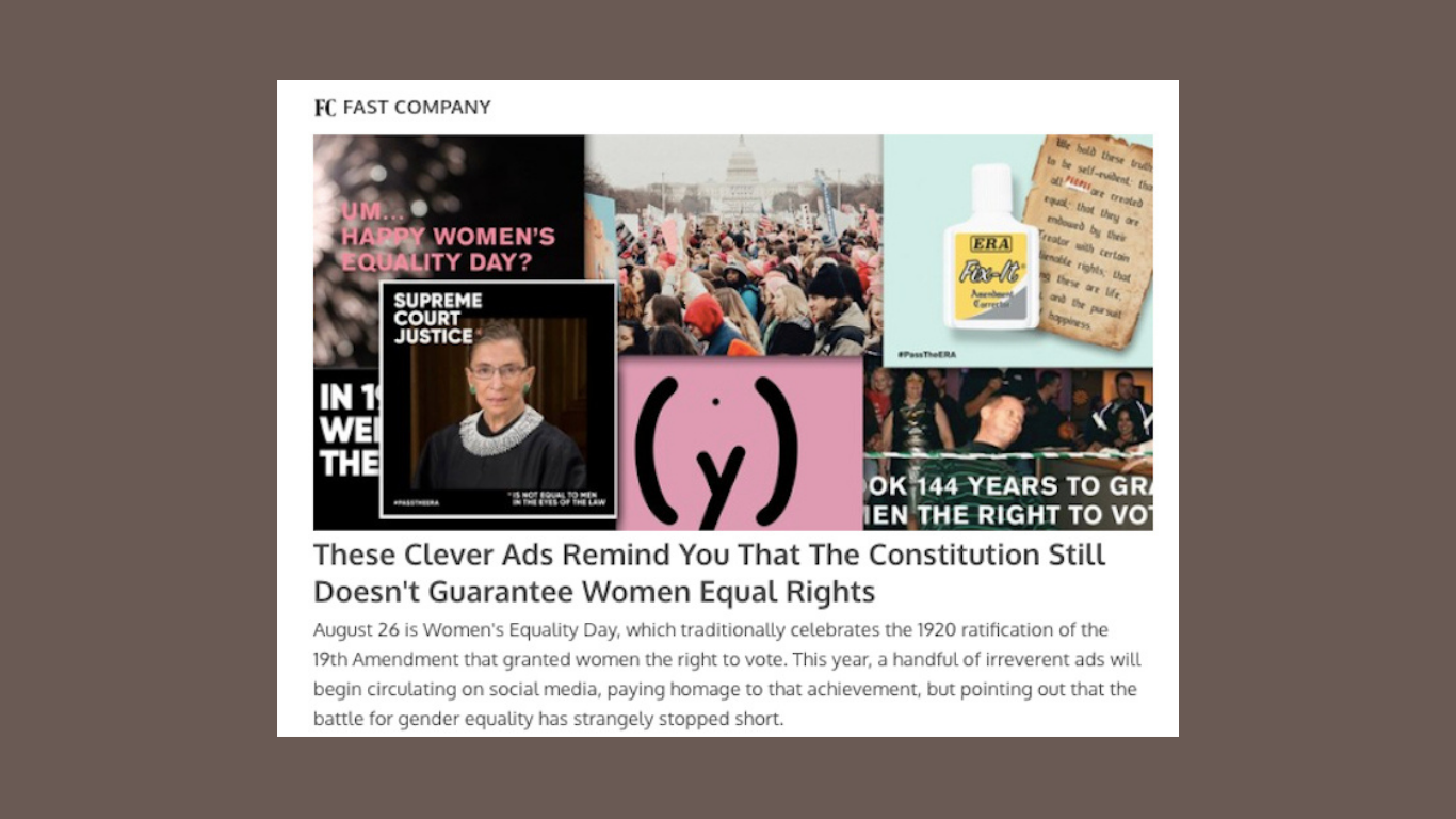 Pass the ERA campaign Fast Company World Changing Idea Finalist