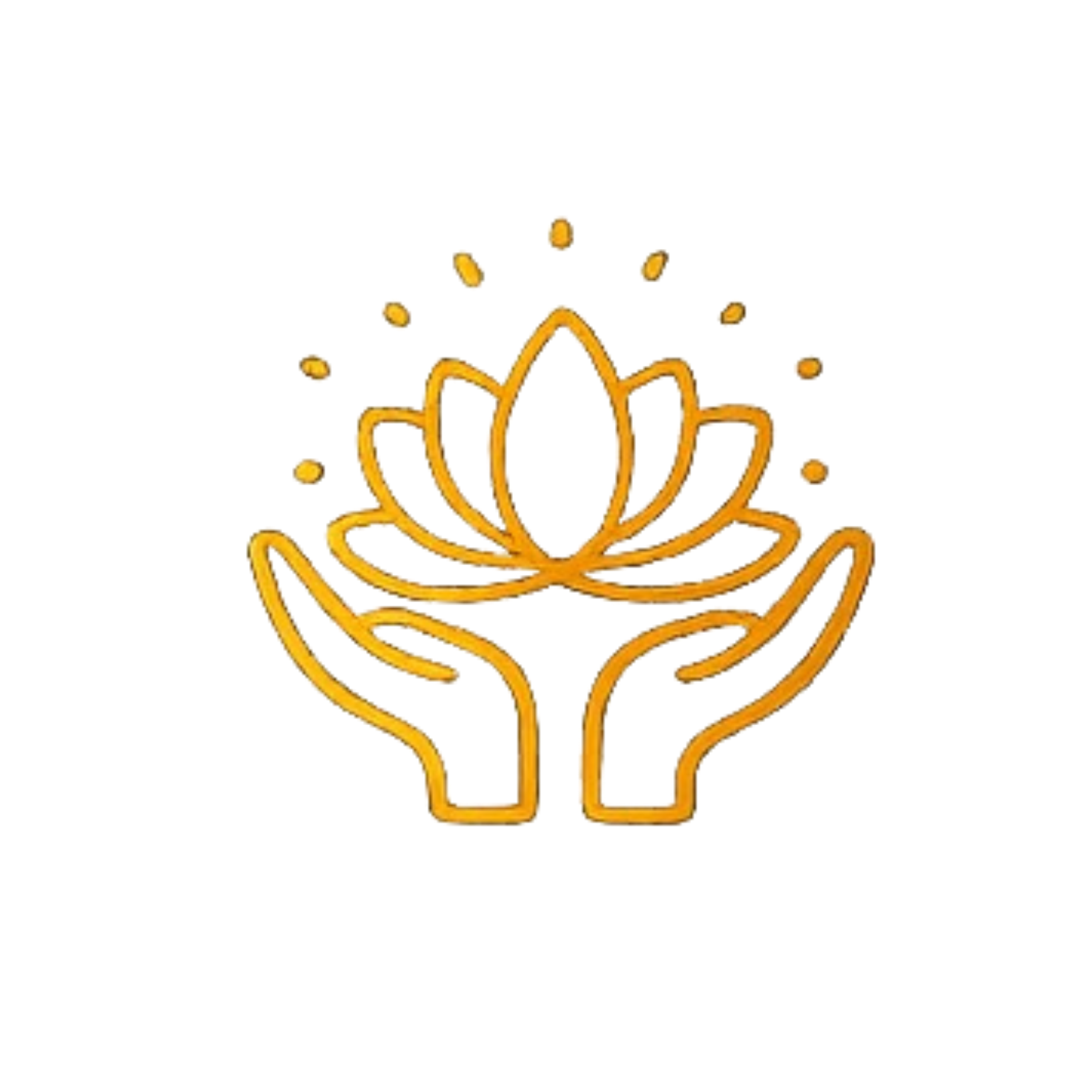 Graphic of a hand outlined in gold reaching out with a smiling flower resting in the palm, colorful decorative details around the flowers.
