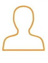 Outline of a person's head and shoulders in orange.