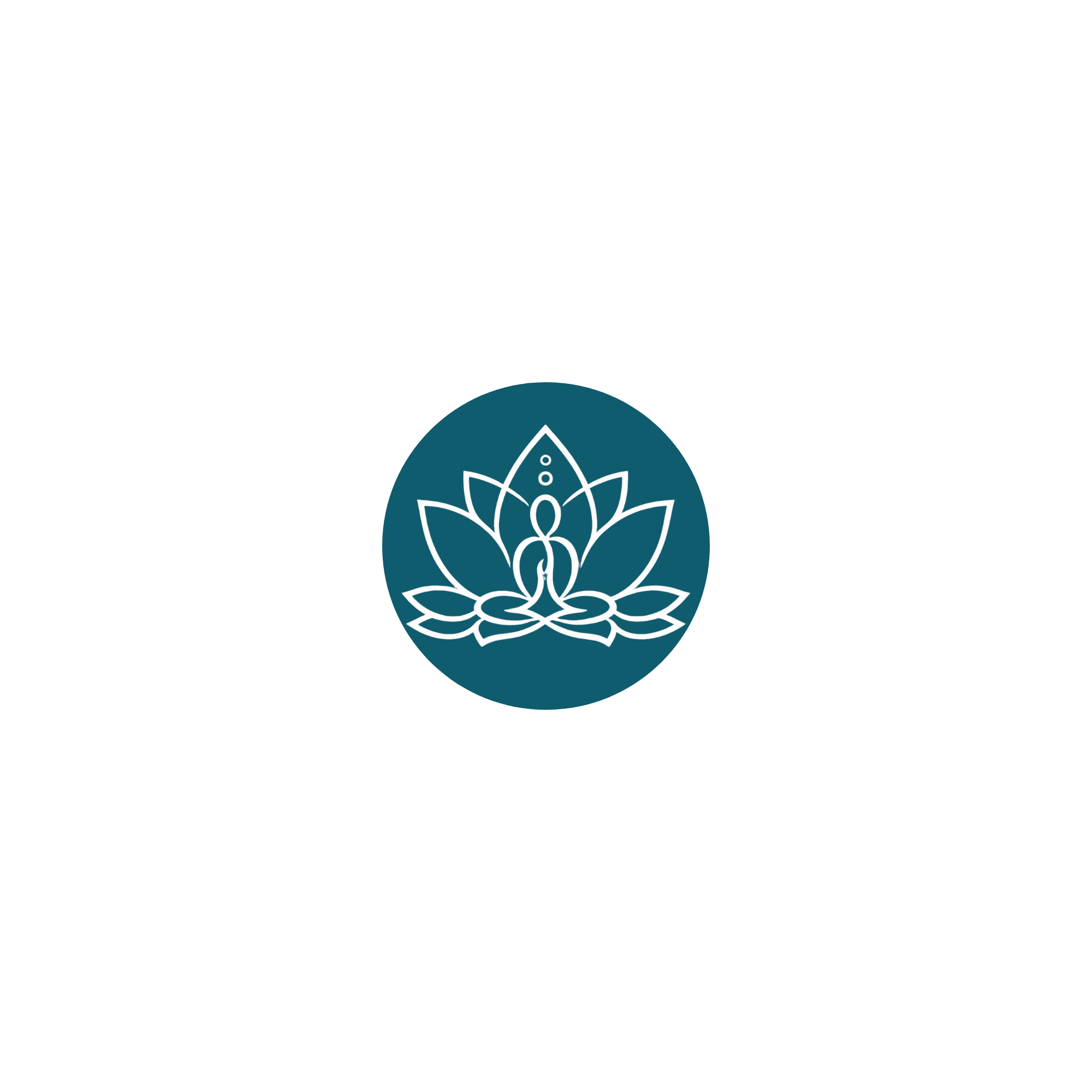 A stylized lotus flower with a yoga person inside, blending spiritual and wellness symbolism.