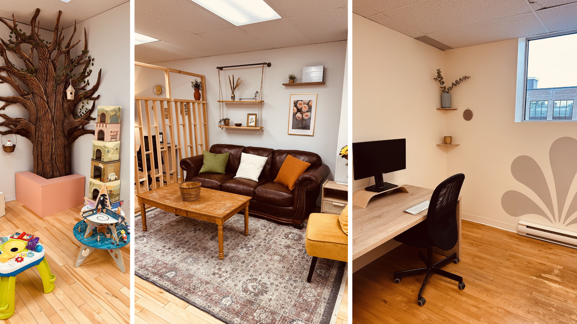 photos de l'espace coworking et de la halte-garderie