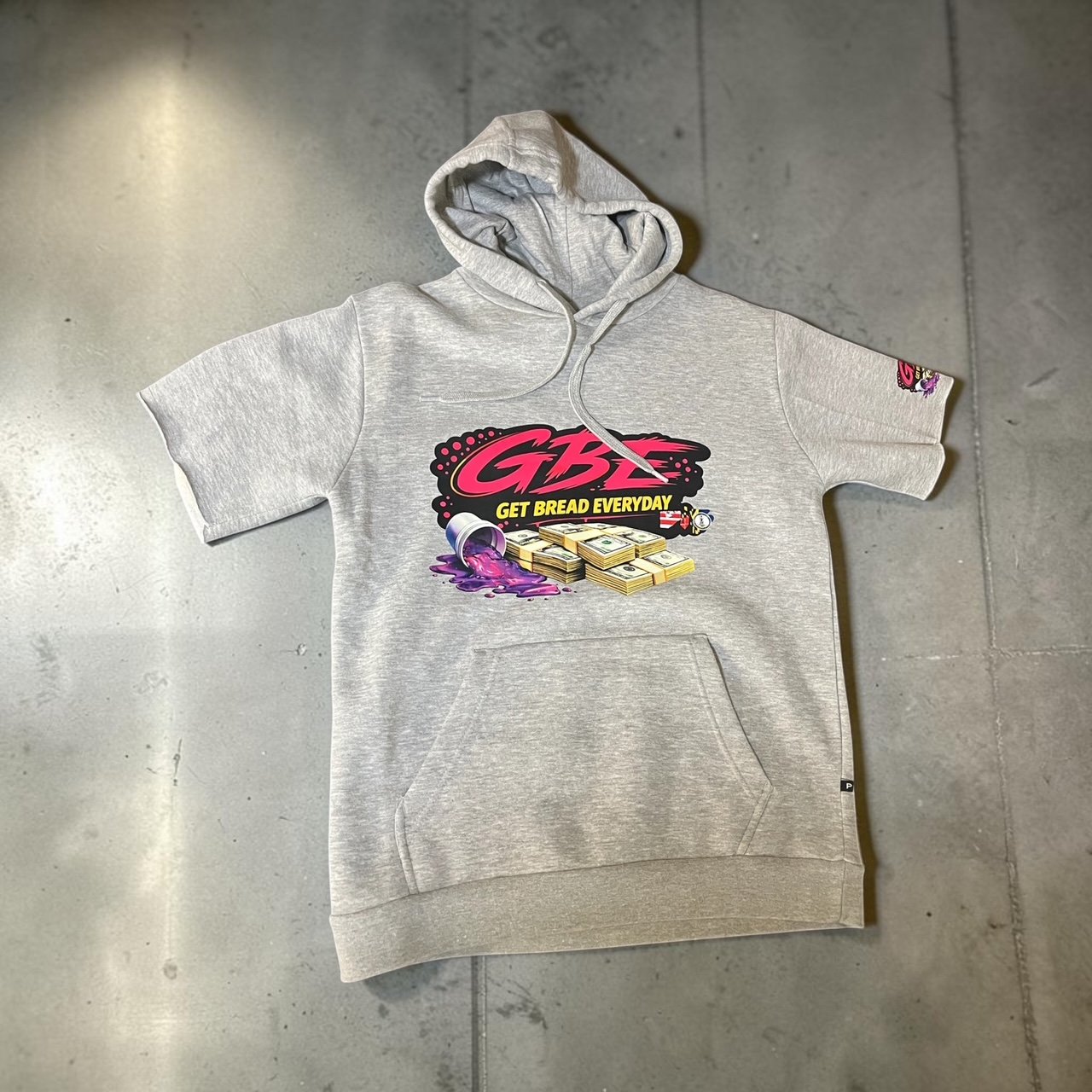 GBE “Concrete Grind” Short Sleeve Hoodie (Heather Grey)