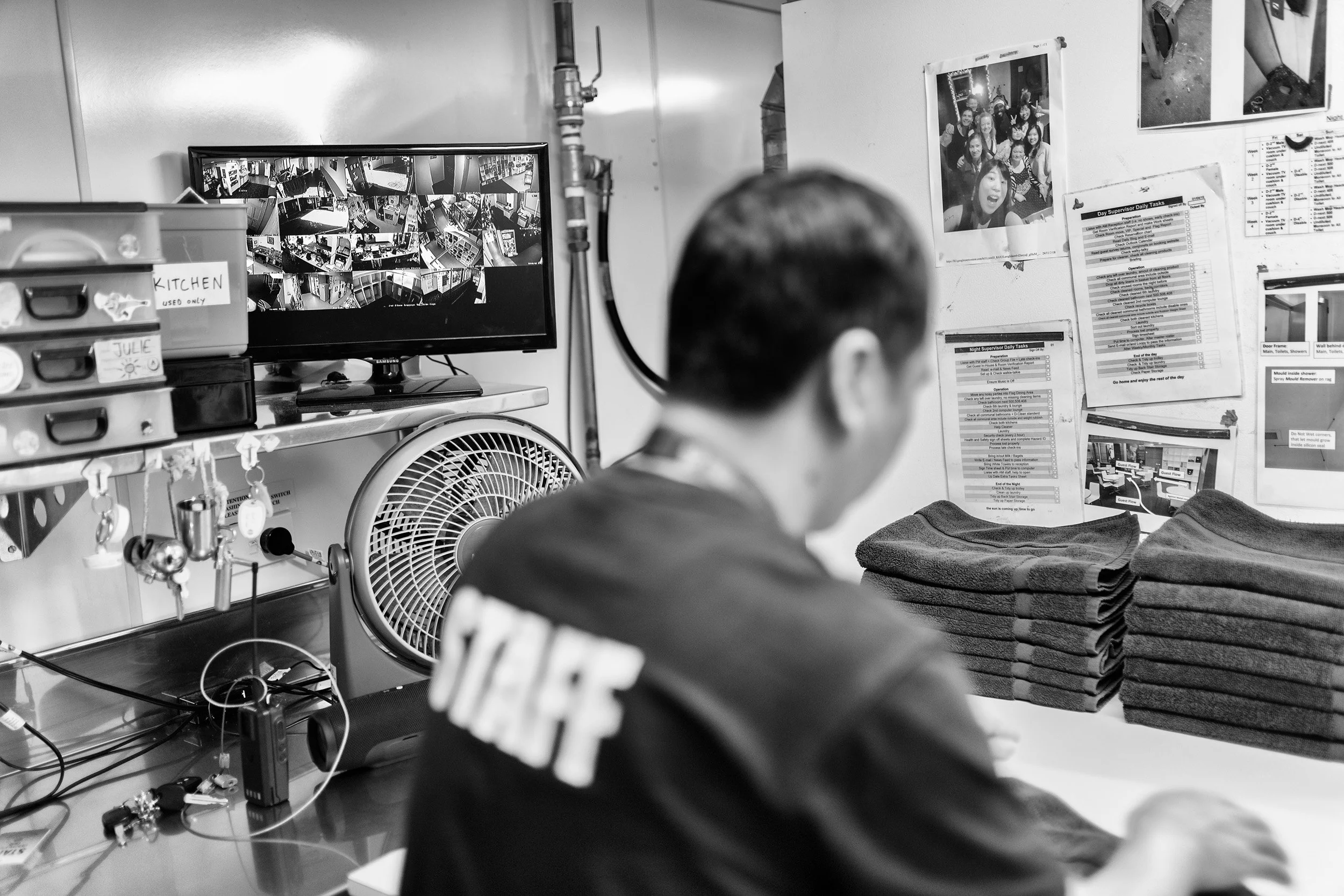“ My job includes many things from checking security inside and outside to folding the laundry.”