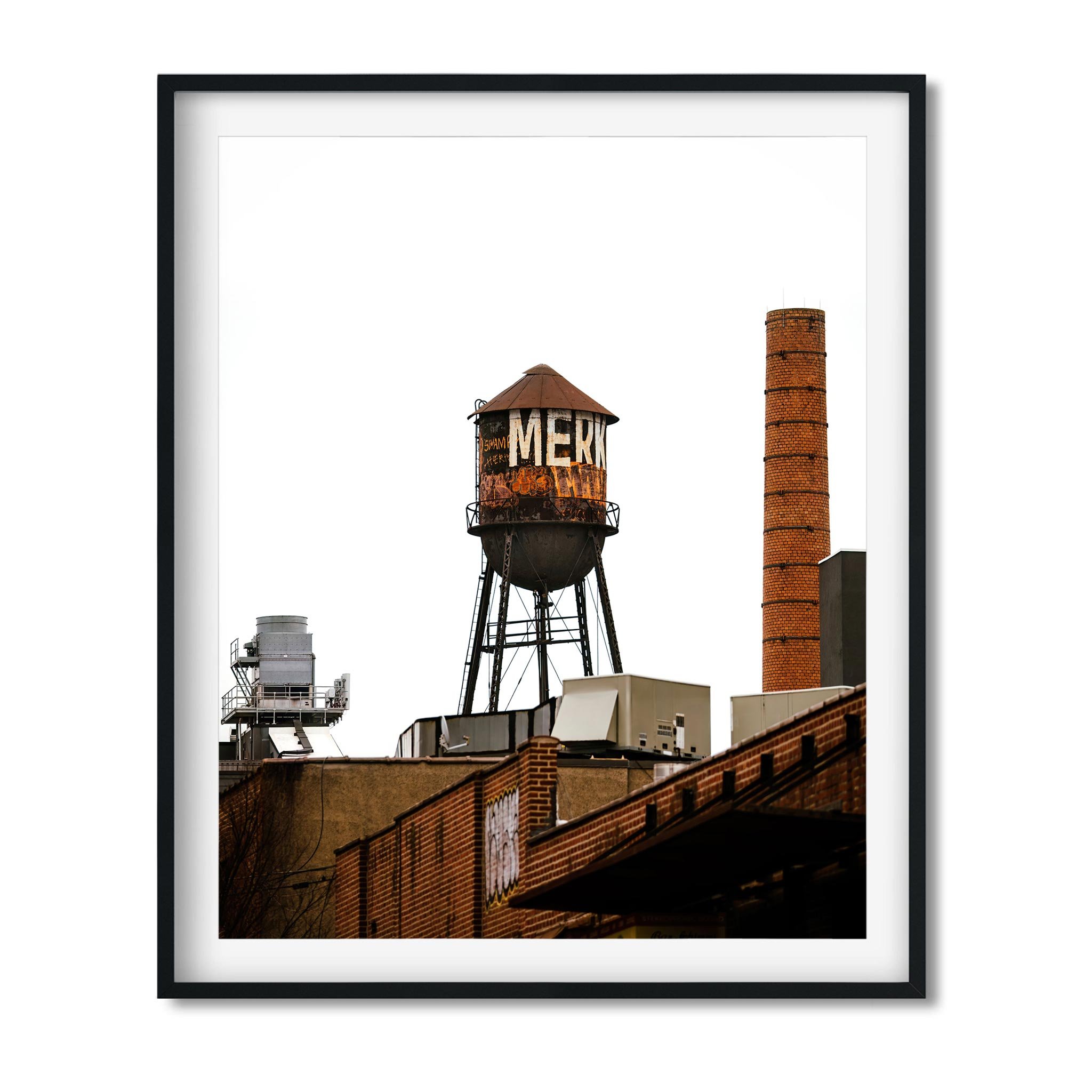 Rusty Water Tower in Greenpoint Brooklyn NY- Water Tower Photography Color Fine Art Print Wall Art