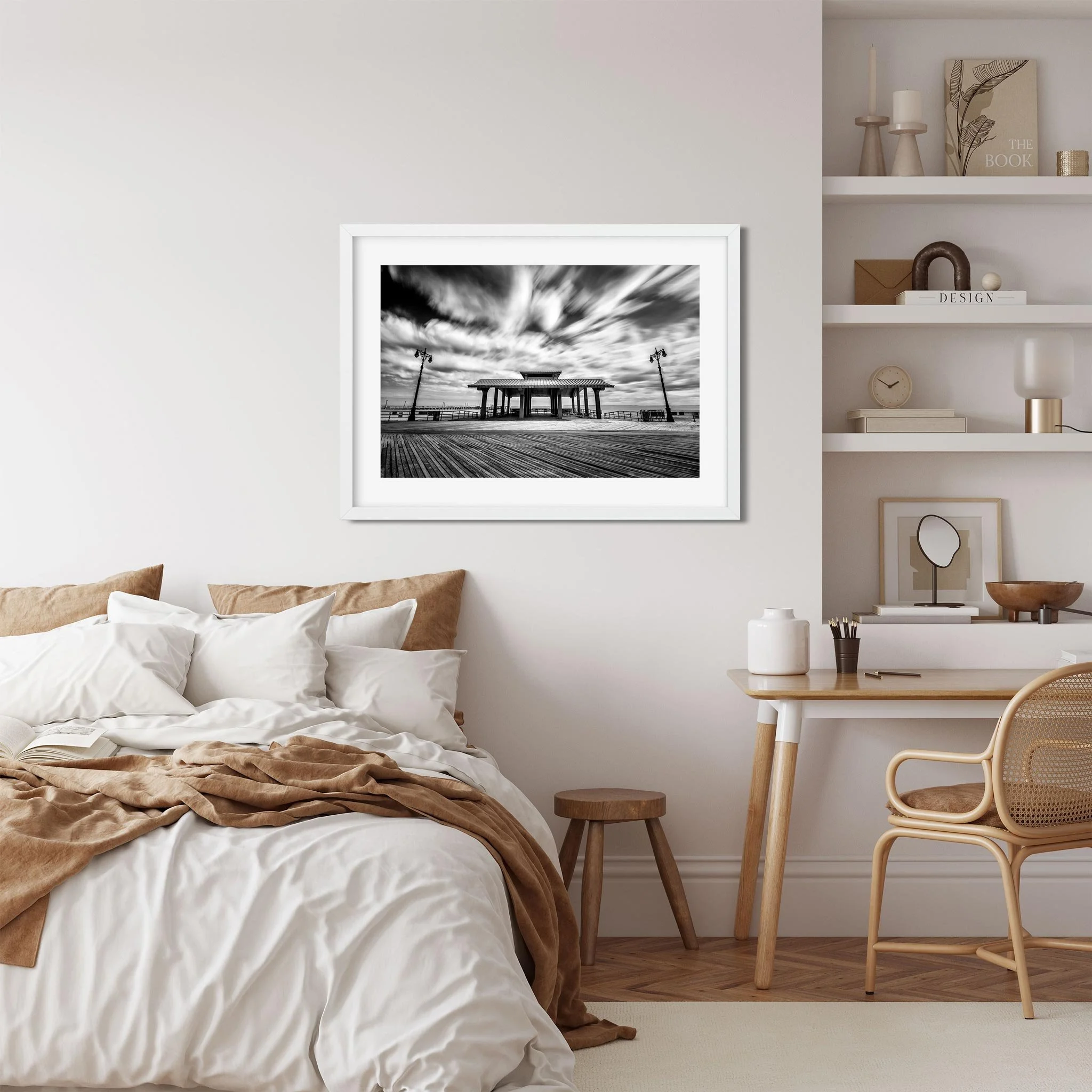 Coney Island Boardwalk - Black and White Brooklyn Architecture Photography Fine Art Print
