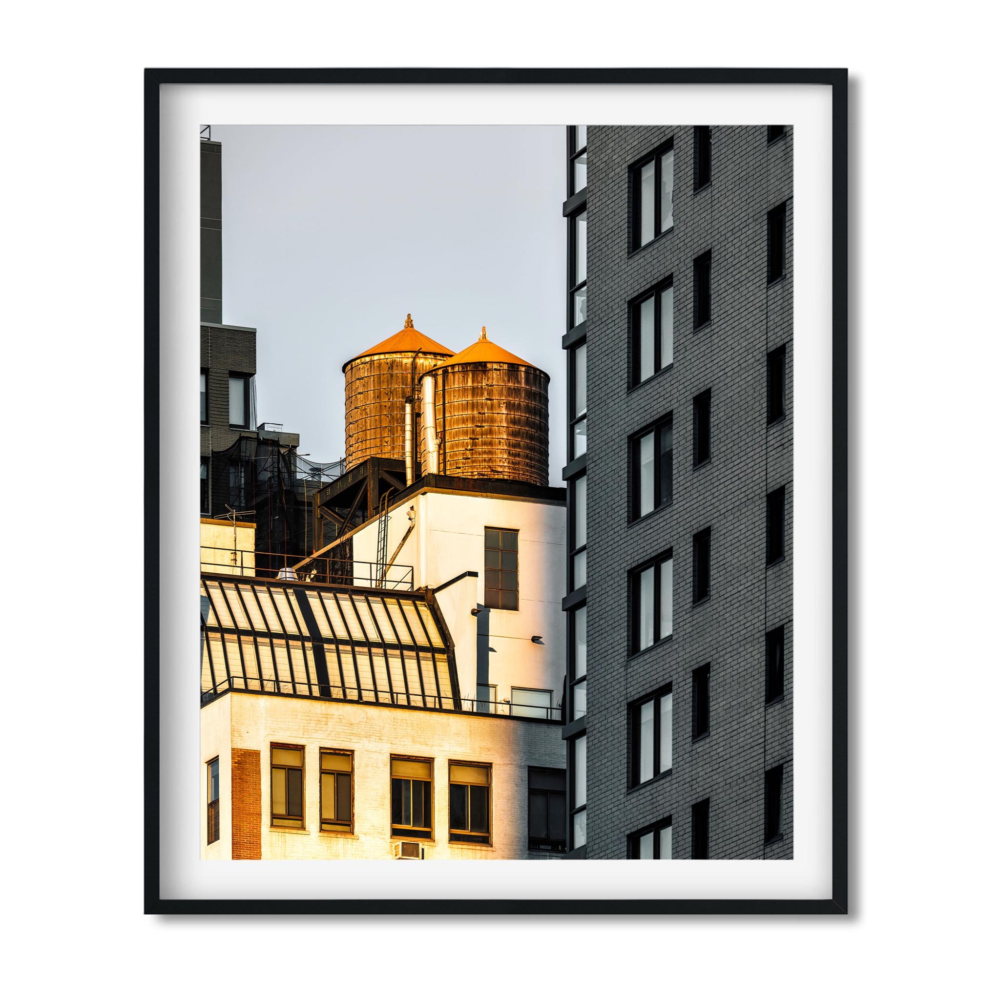 Twin Wood Water Tower, Hell's Kitchen Manhattan - NYC Photography Color Fine Art Print Wall Art