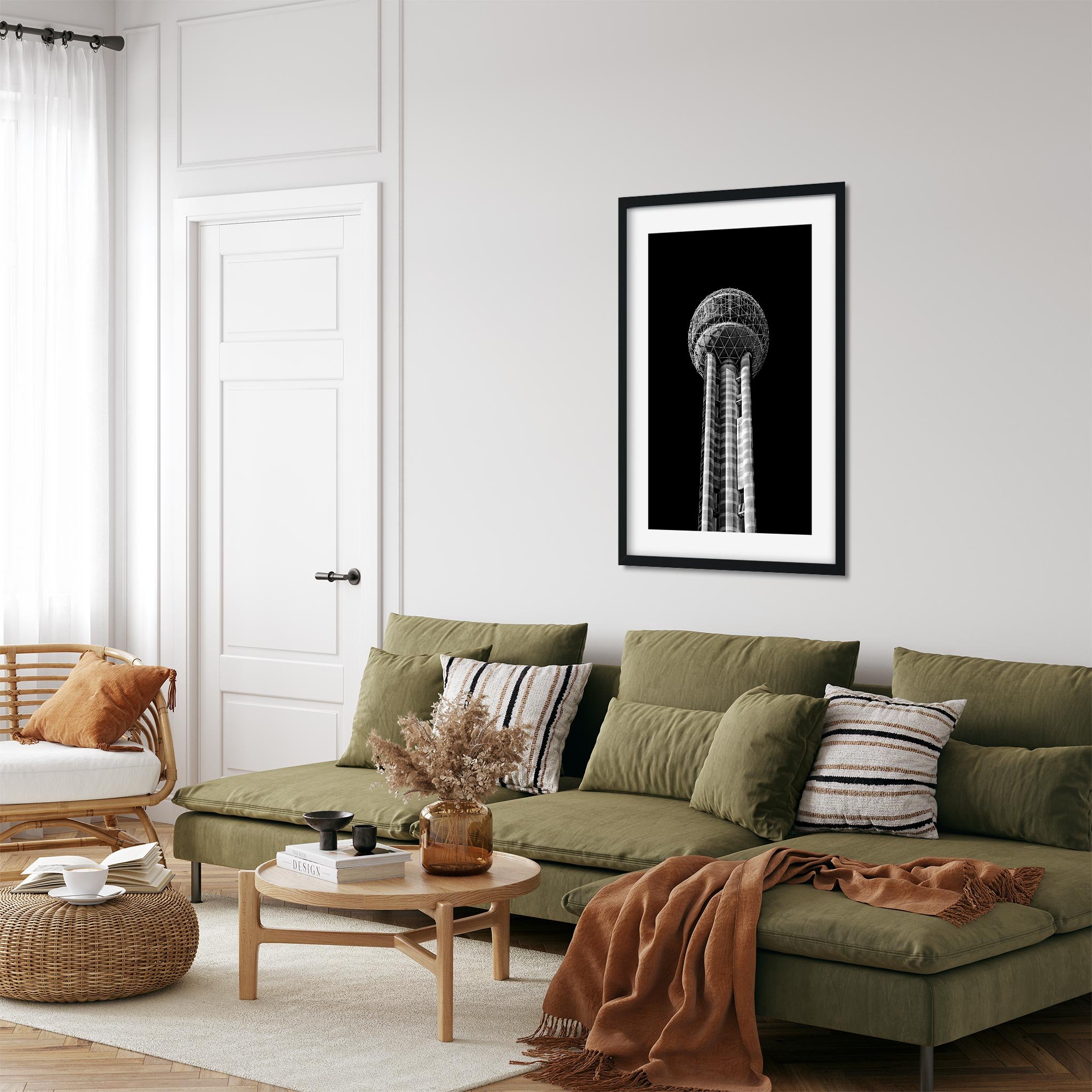 Reunion Tower, Dallas - Taxes Black and White Architecture Photography Fine Art Print