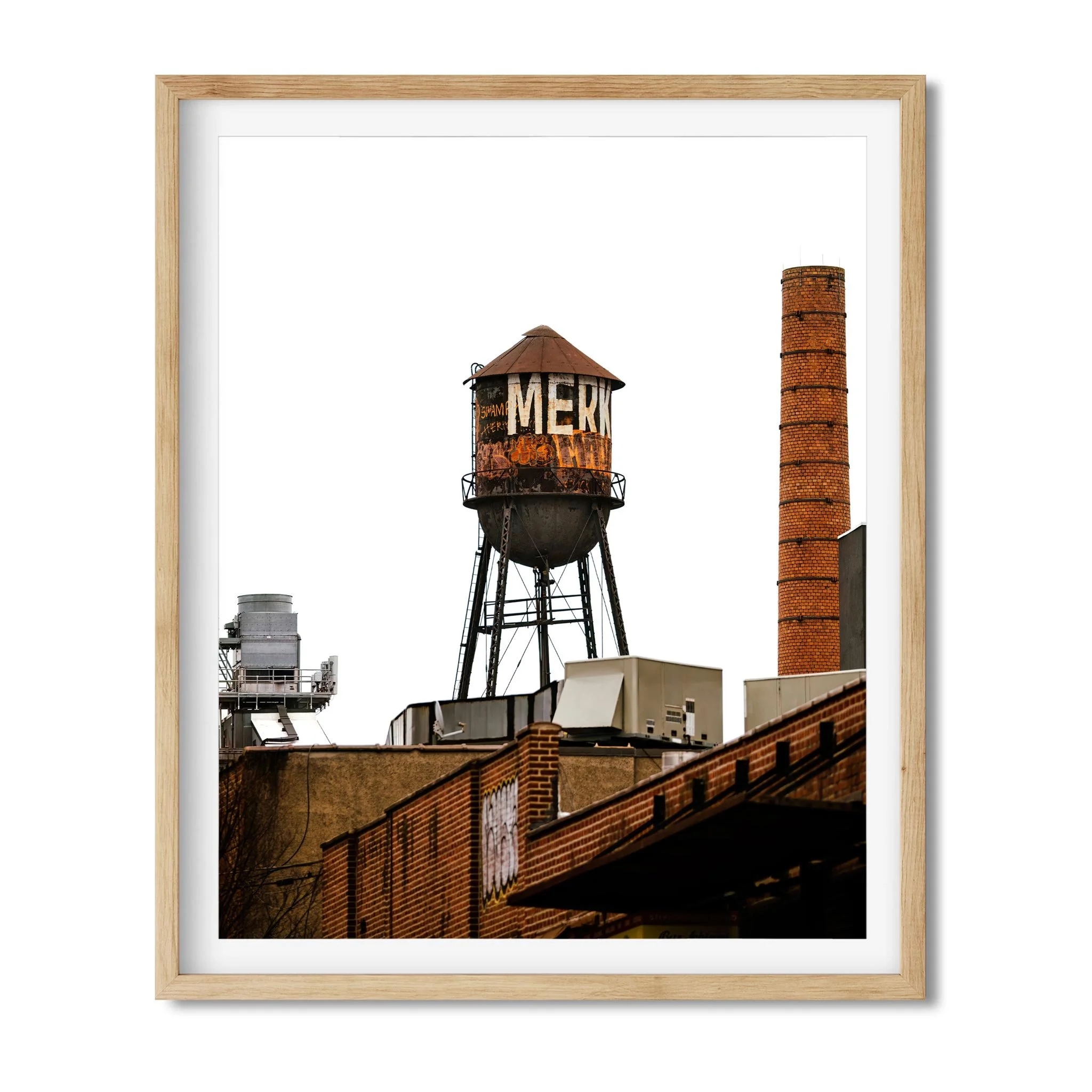 Rusty Water Tower in Greenpoint Brooklyn NY- Water Tower Photography Color Fine Art Print Wall Art