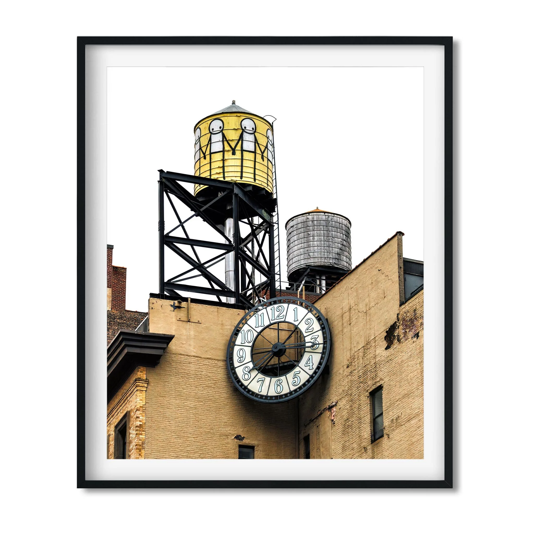 Water Tower painted by STIK with clock East Village - NYC Photography Color Fine Art Print Wall Art