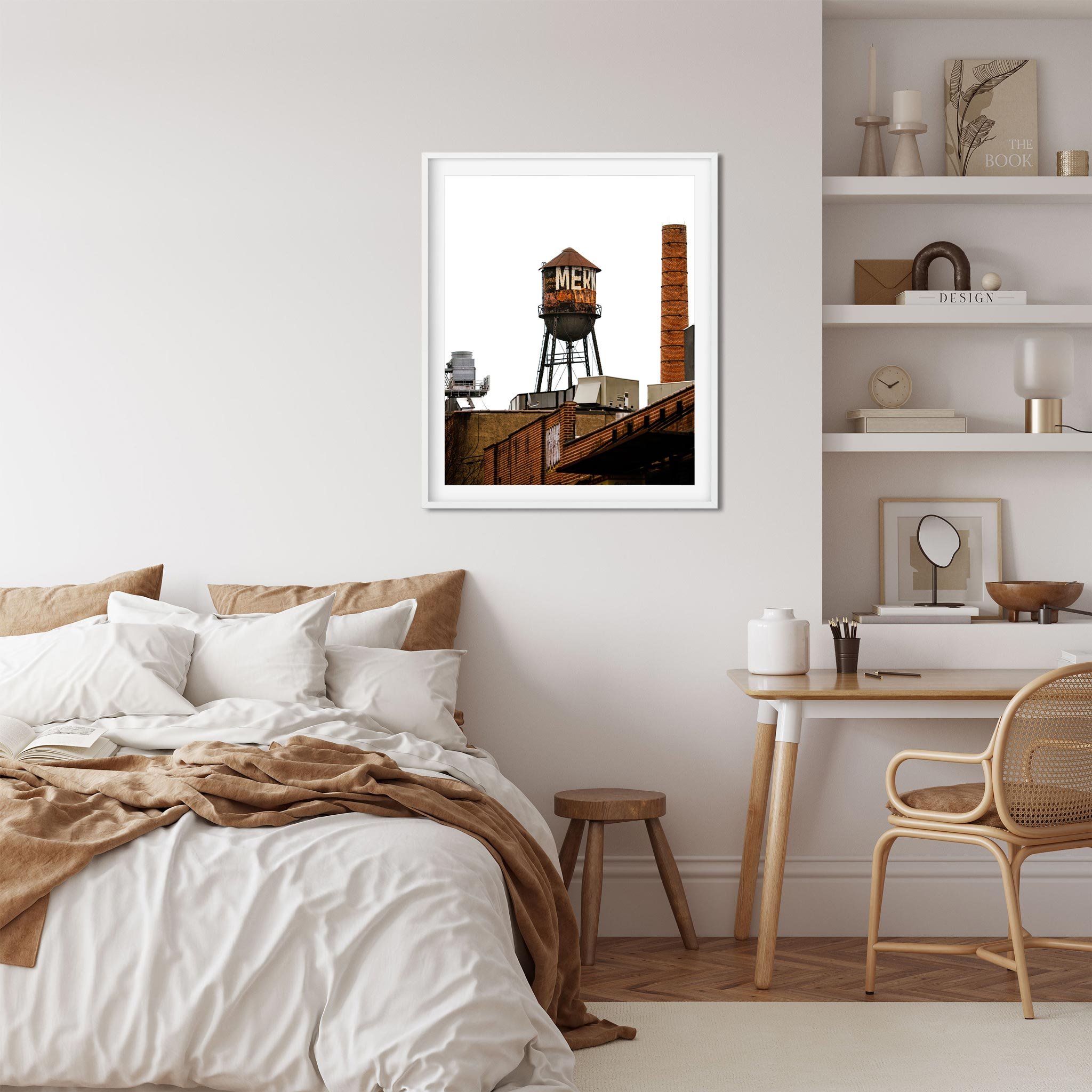 Rusty Water Tower in Greenpoint Brooklyn NY- Water Tower Photography Color Fine Art Print Wall Art