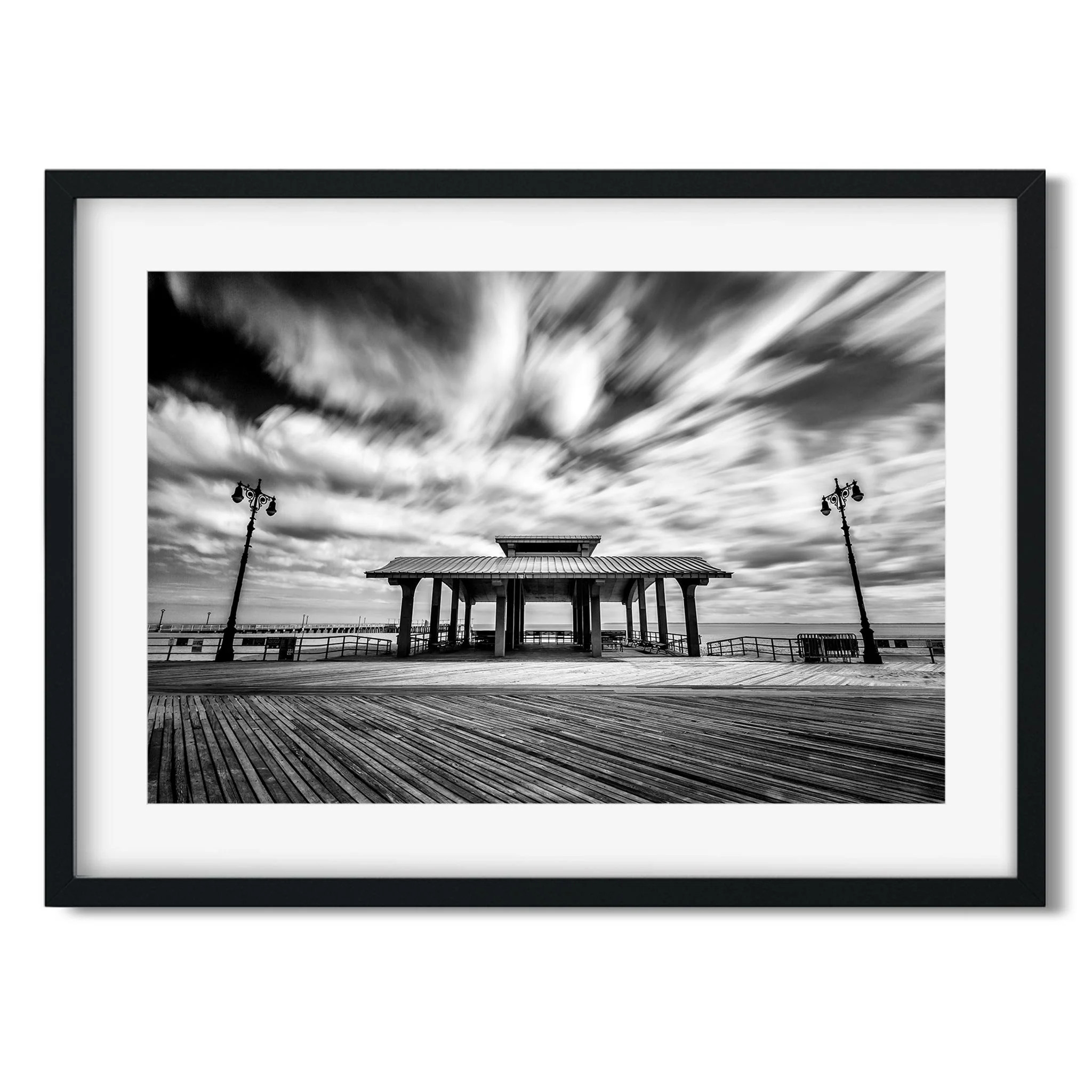 Coney Island Boardwalk - Black and White Brooklyn Architecture Photography Fine Art Print
