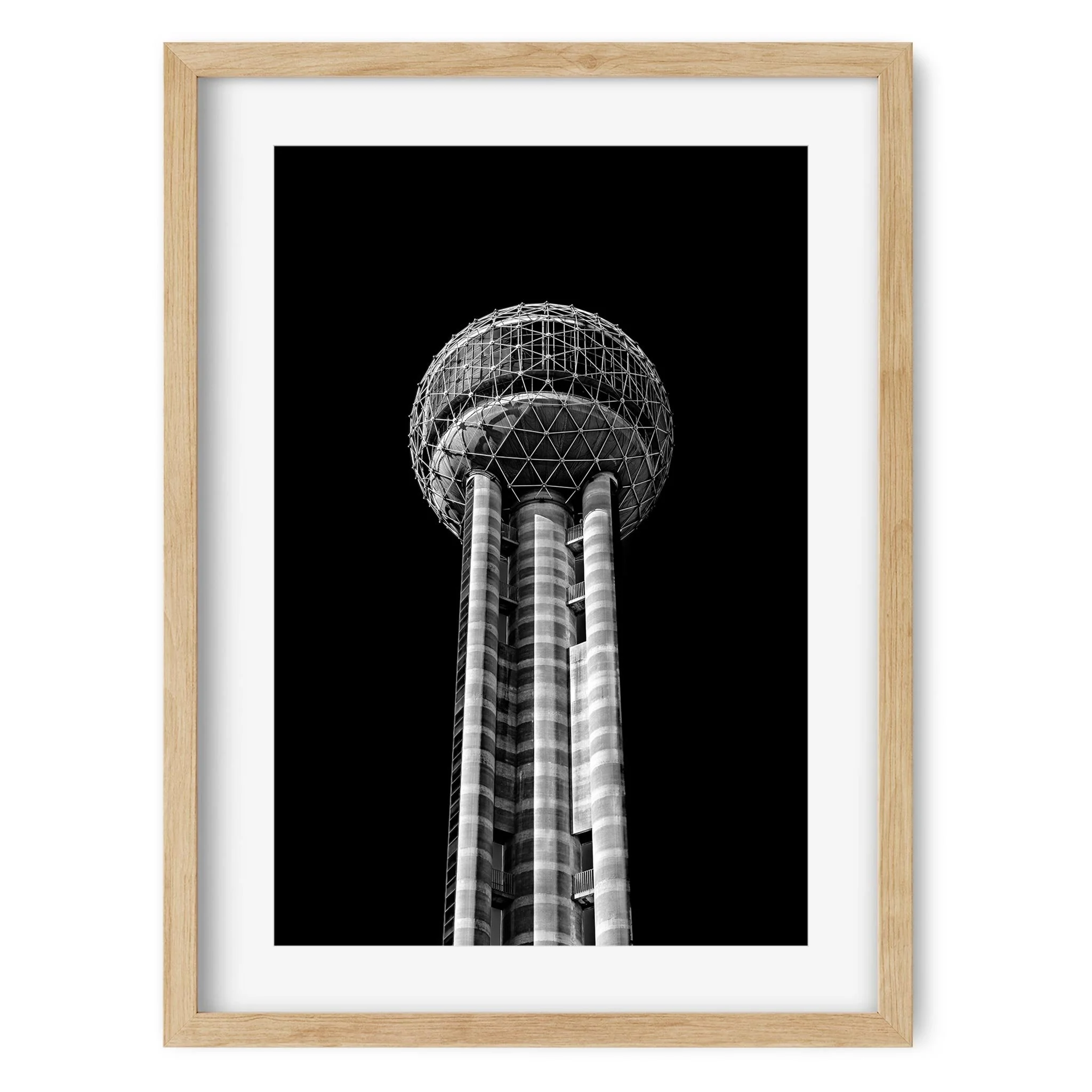 Reunion Tower, Dallas - Taxes Black and White Architecture Photography Fine Art Print
