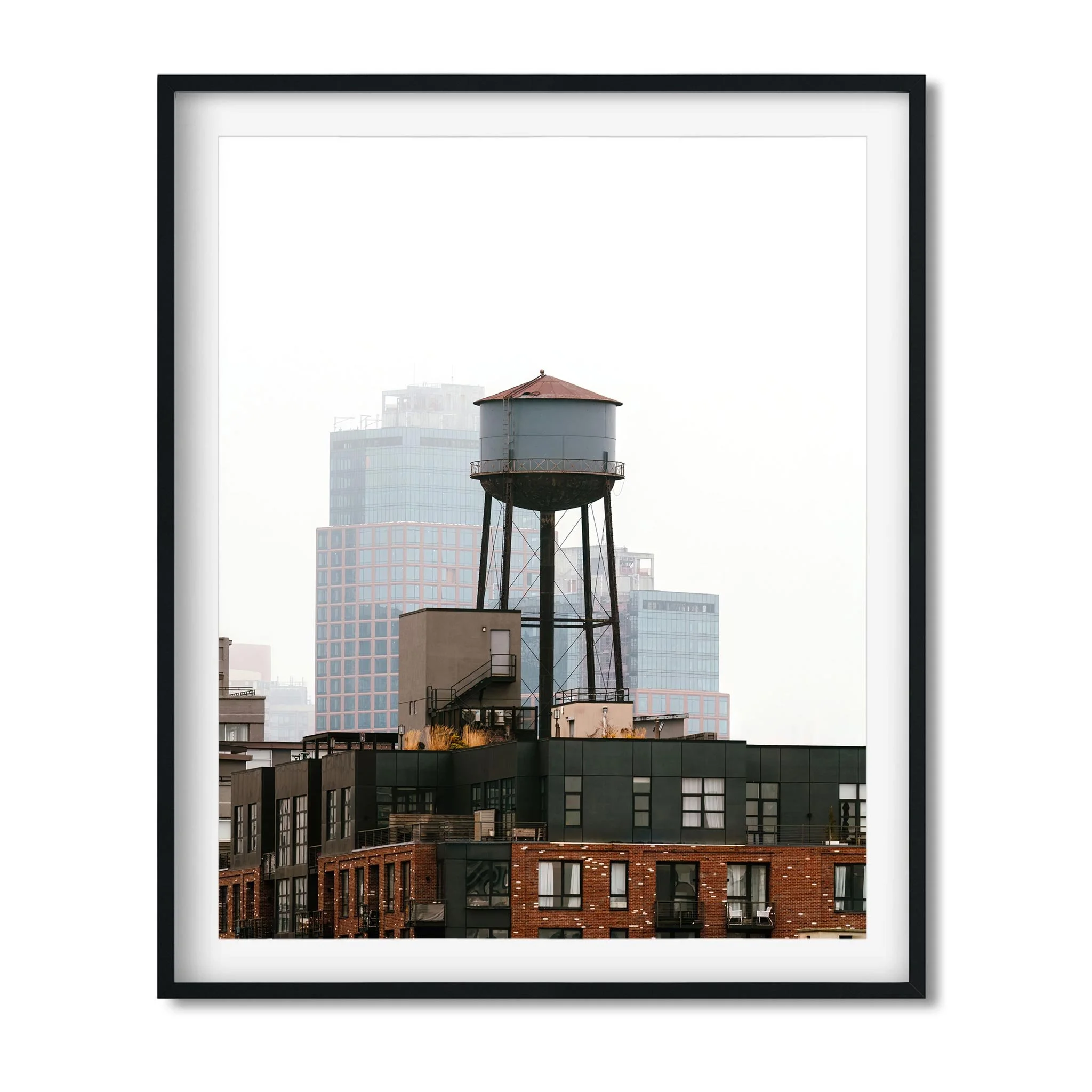 Foggy Morning in Greenpoint Brooklyn NY- Water Tower Photography Color Fine Art Print Wall Art