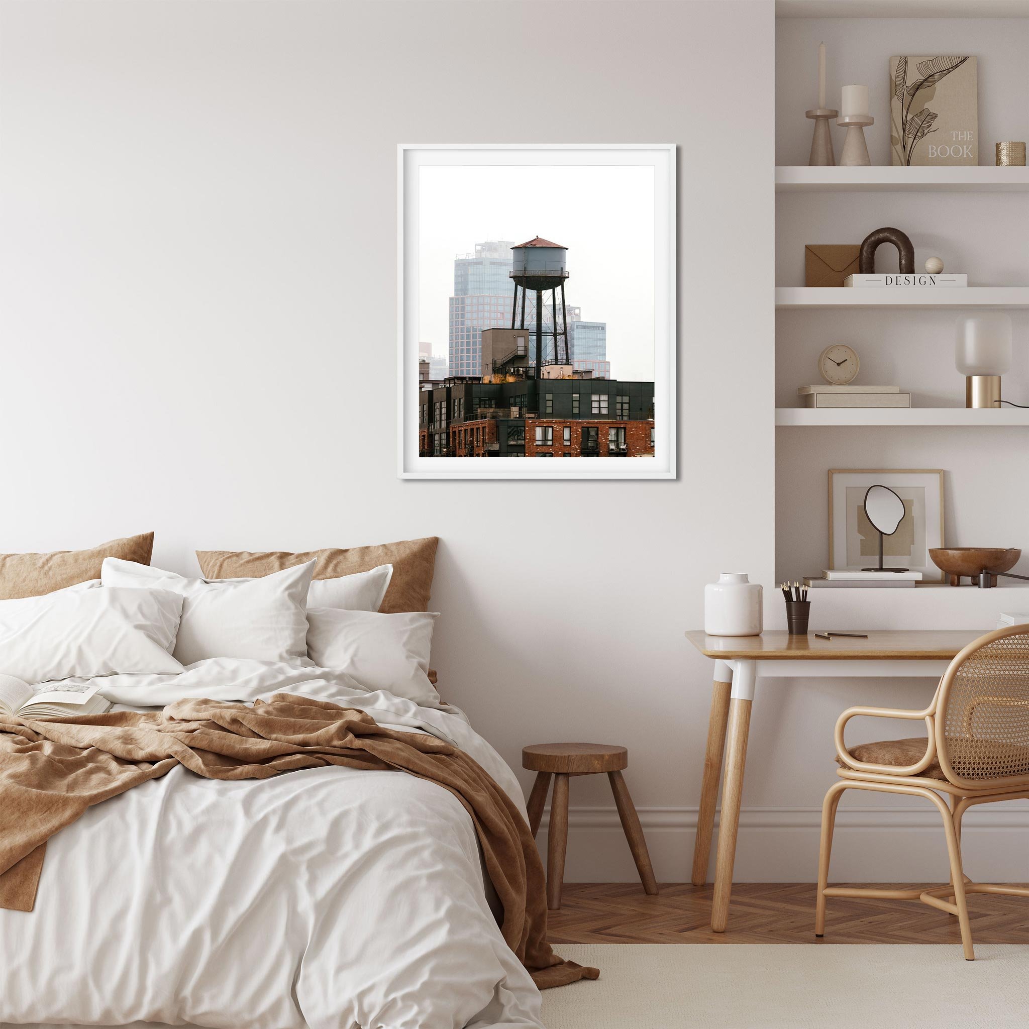 Foggy Morning in Greenpoint Brooklyn NY- Water Tower Photography Color Fine Art Print Wall Art