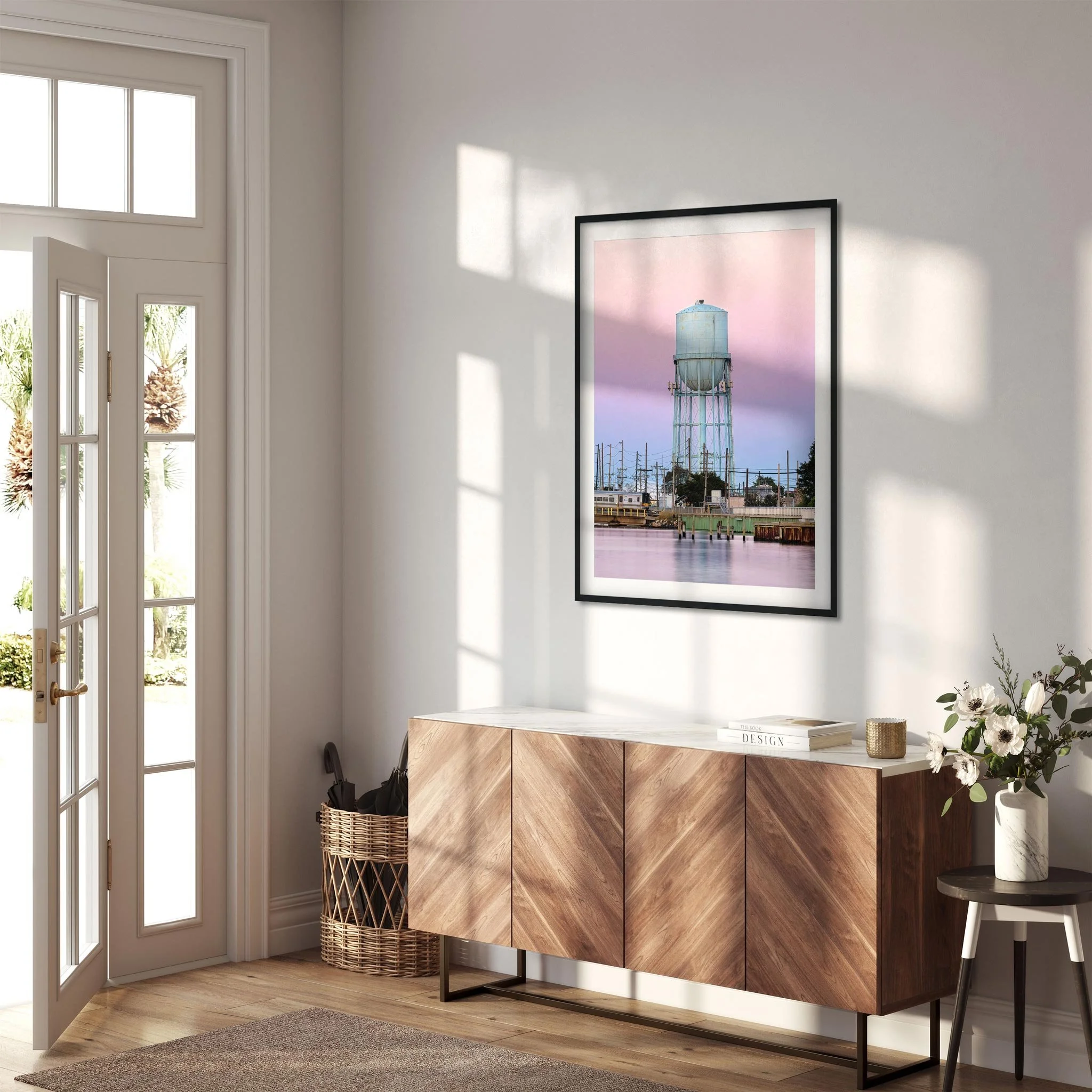 Water Tower on Long Beach at Sunset - New York Photography Color Fine Art Print Wall Art