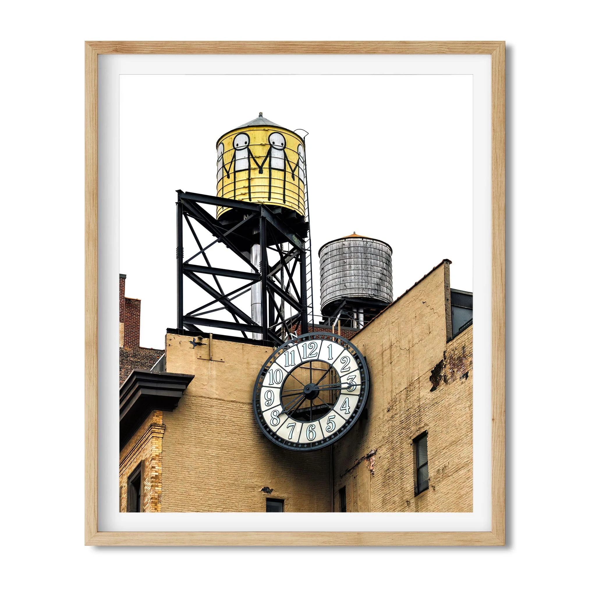 Water Tower painted by STIK with clock East Village - NYC Photography Color Fine Art Print Wall Art