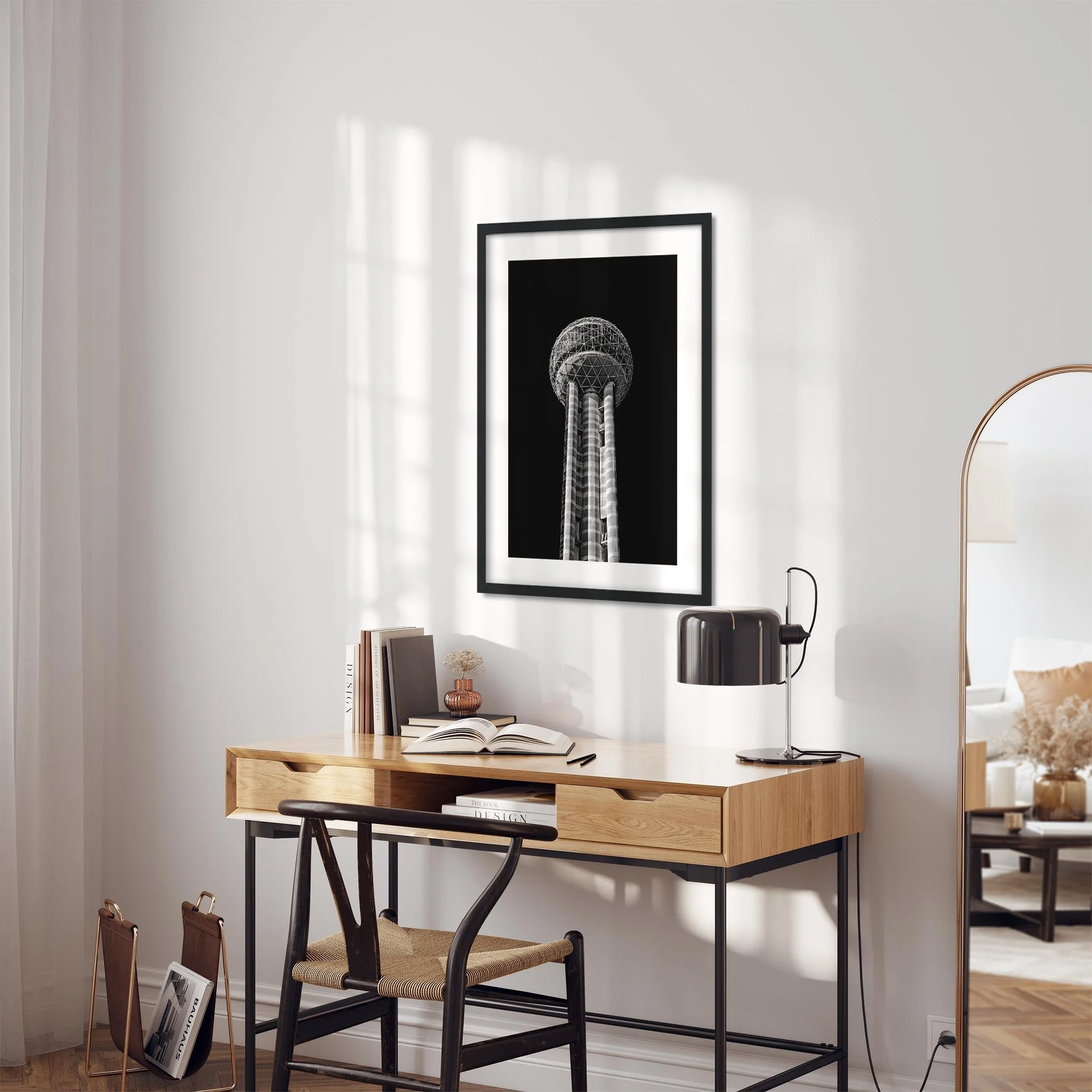 Reunion Tower, Dallas - Taxes Black and White Architecture Photography Fine Art Print