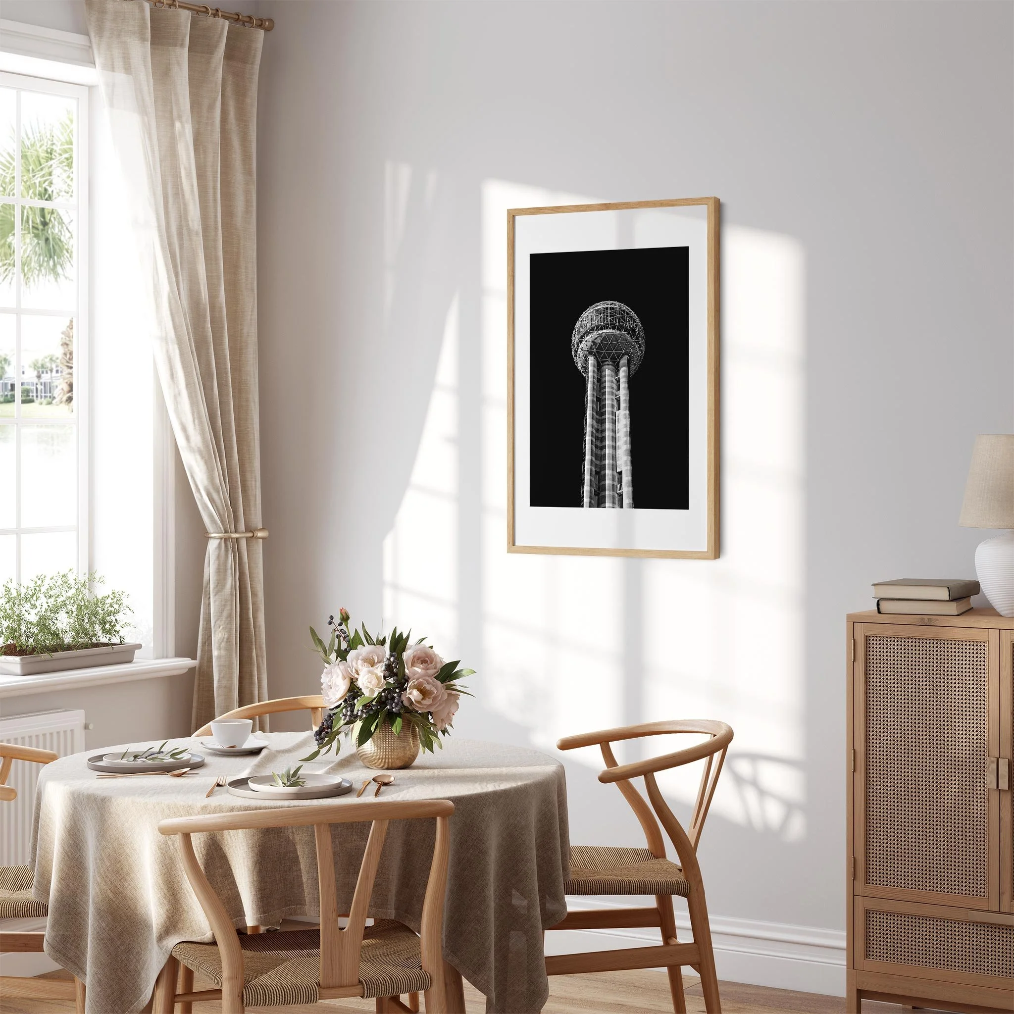 Reunion Tower, Dallas - Taxes Black and White Architecture Photography Fine Art Print