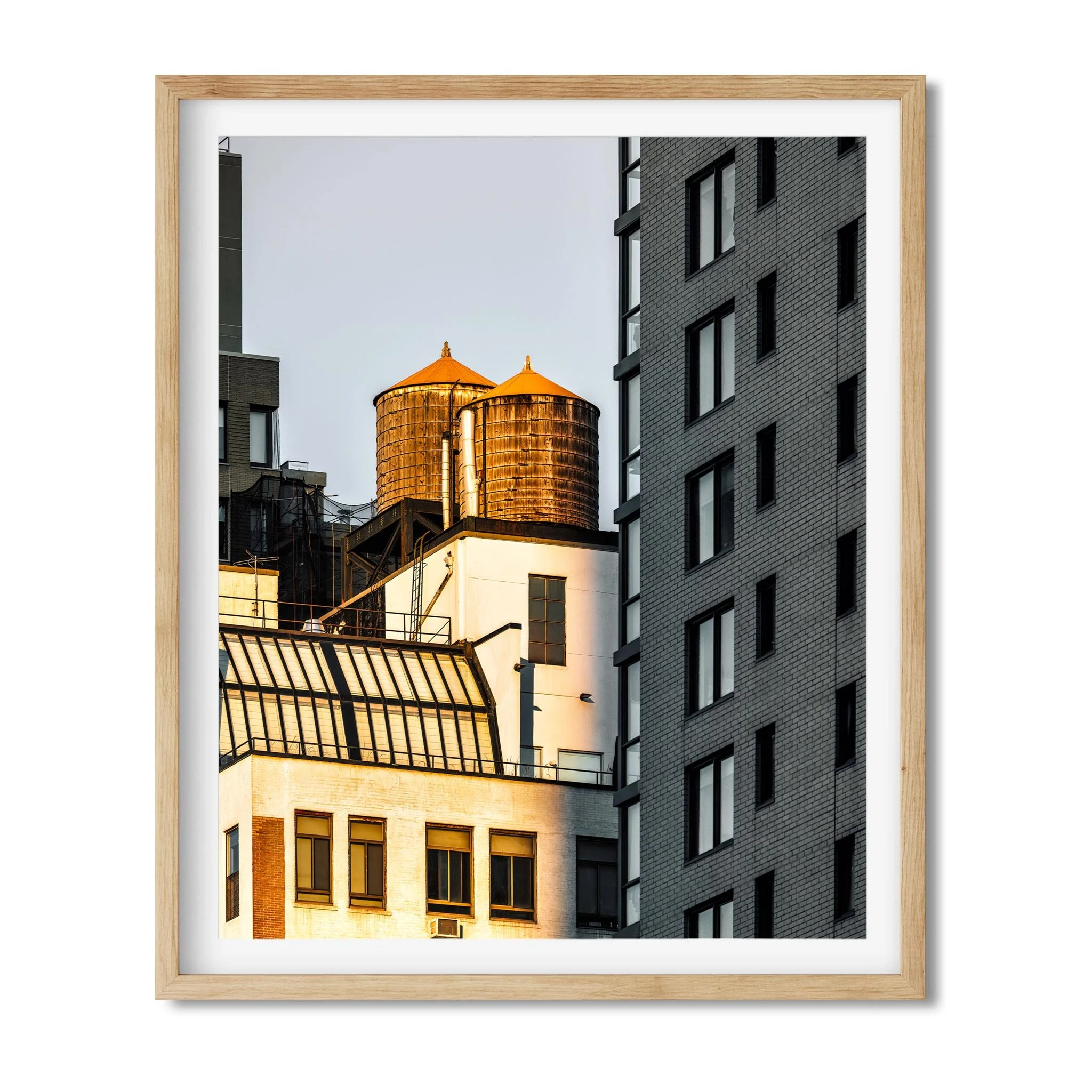 Twin Wood Water Tower, Hell's Kitchen Manhattan - NYC Photography Color Fine Art Print Wall Art