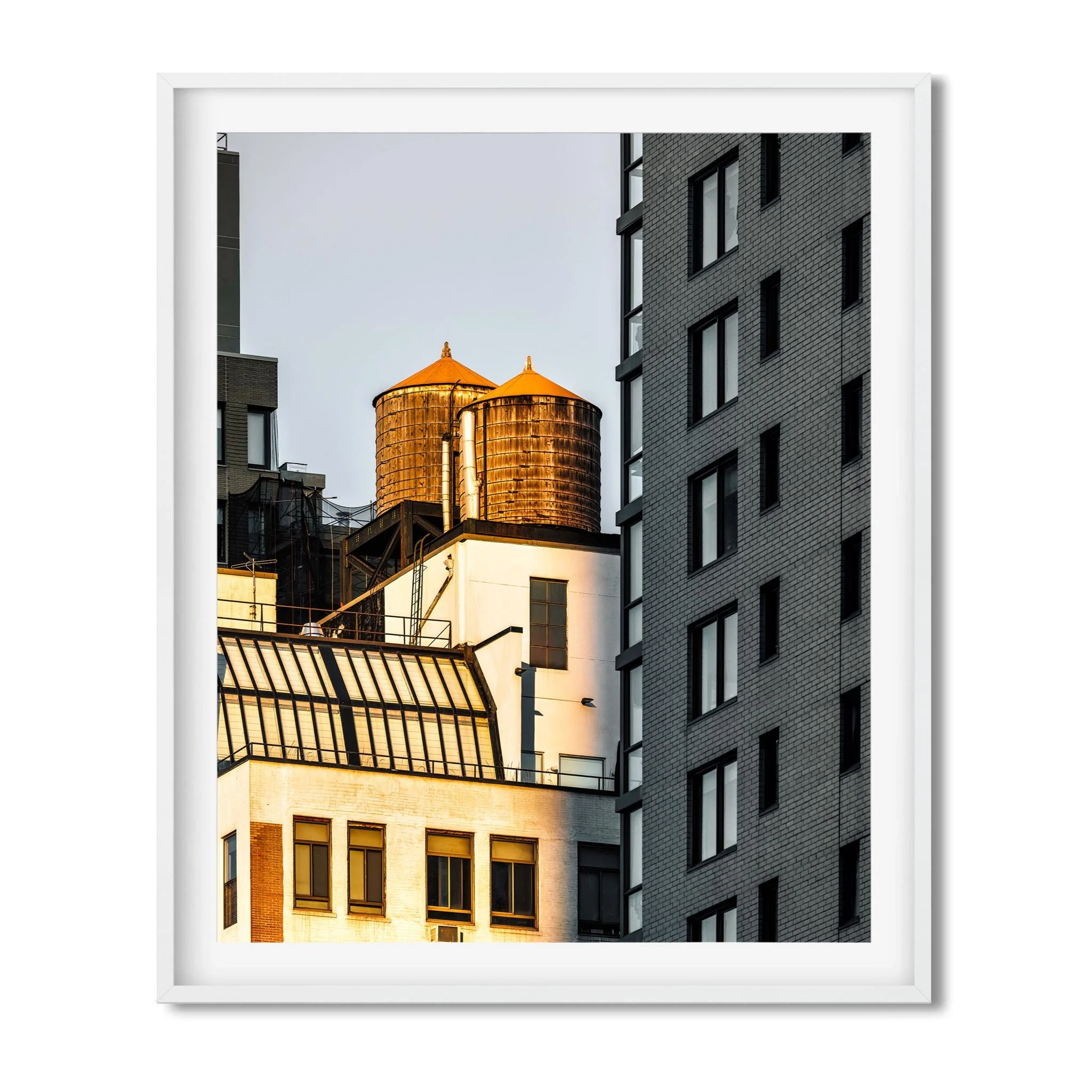 Twin Wood Water Tower, Hell's Kitchen Manhattan - NYC Photography Color Fine Art Print Wall Art