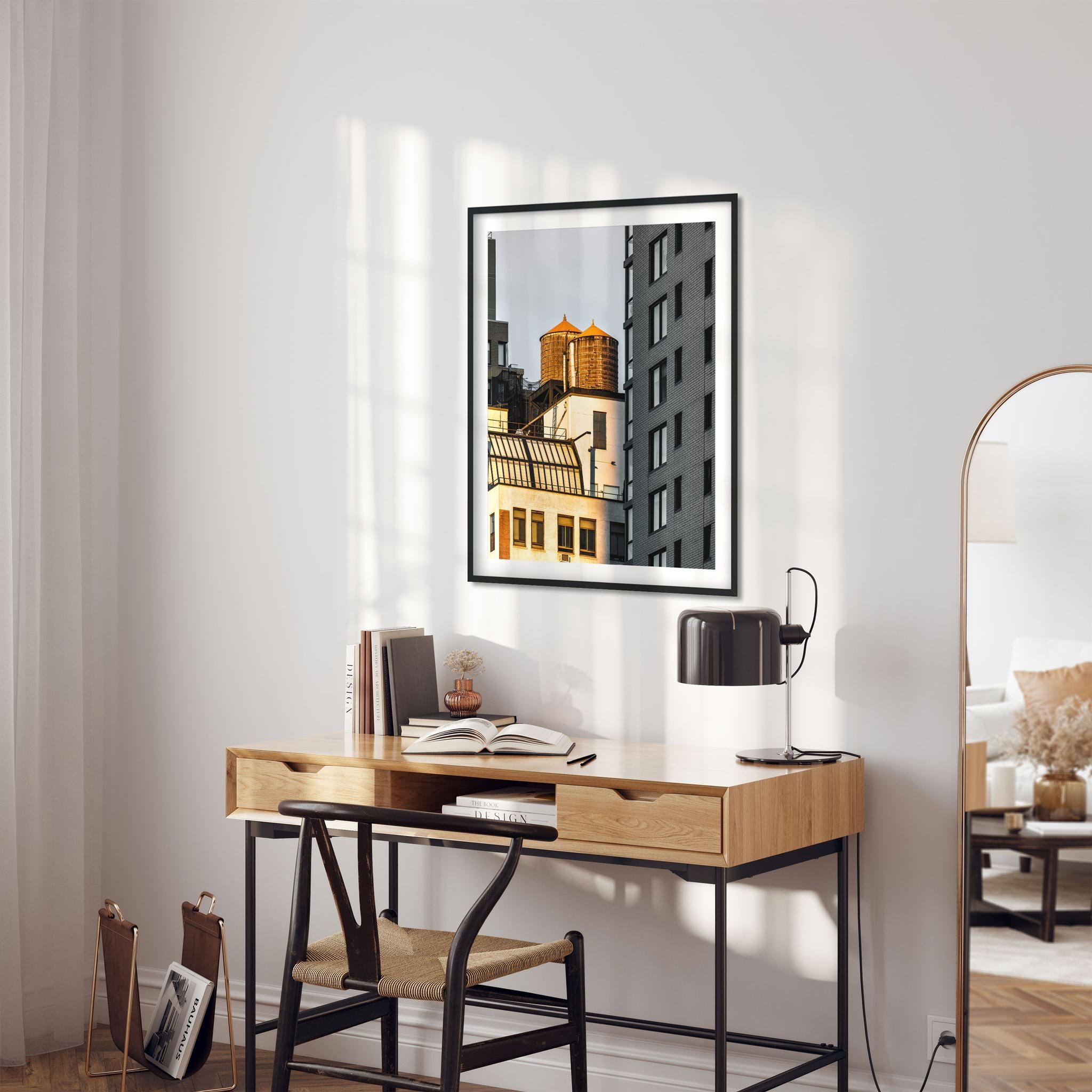 Twin Wood Water Tower, Hell's Kitchen Manhattan - NYC Photography Color Fine Art Print Wall Art