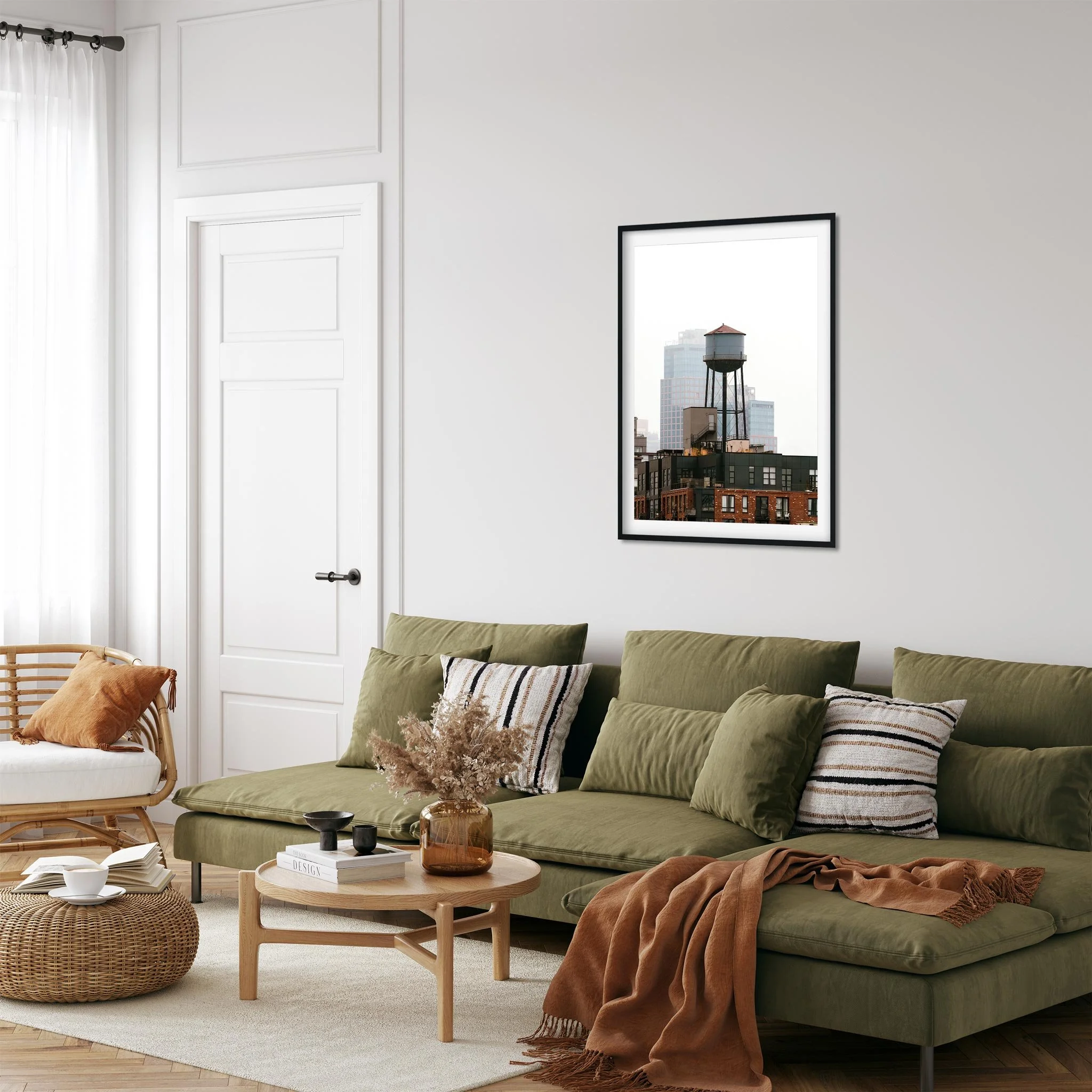 Foggy Morning in Greenpoint Brooklyn NY- Water Tower Photography Color Fine Art Print Wall Art