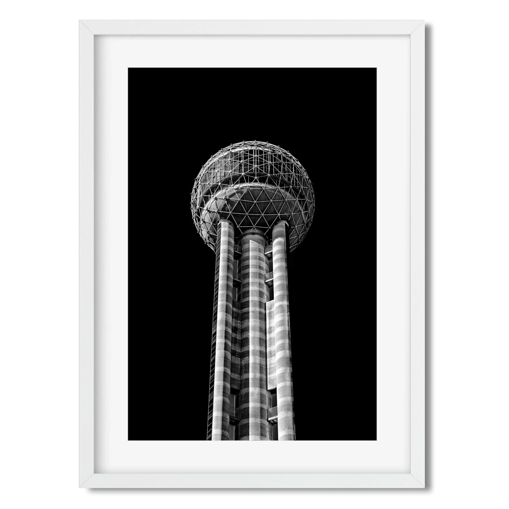 Reunion Tower, Dallas - Taxes Black and White Architecture Photography Fine Art Print