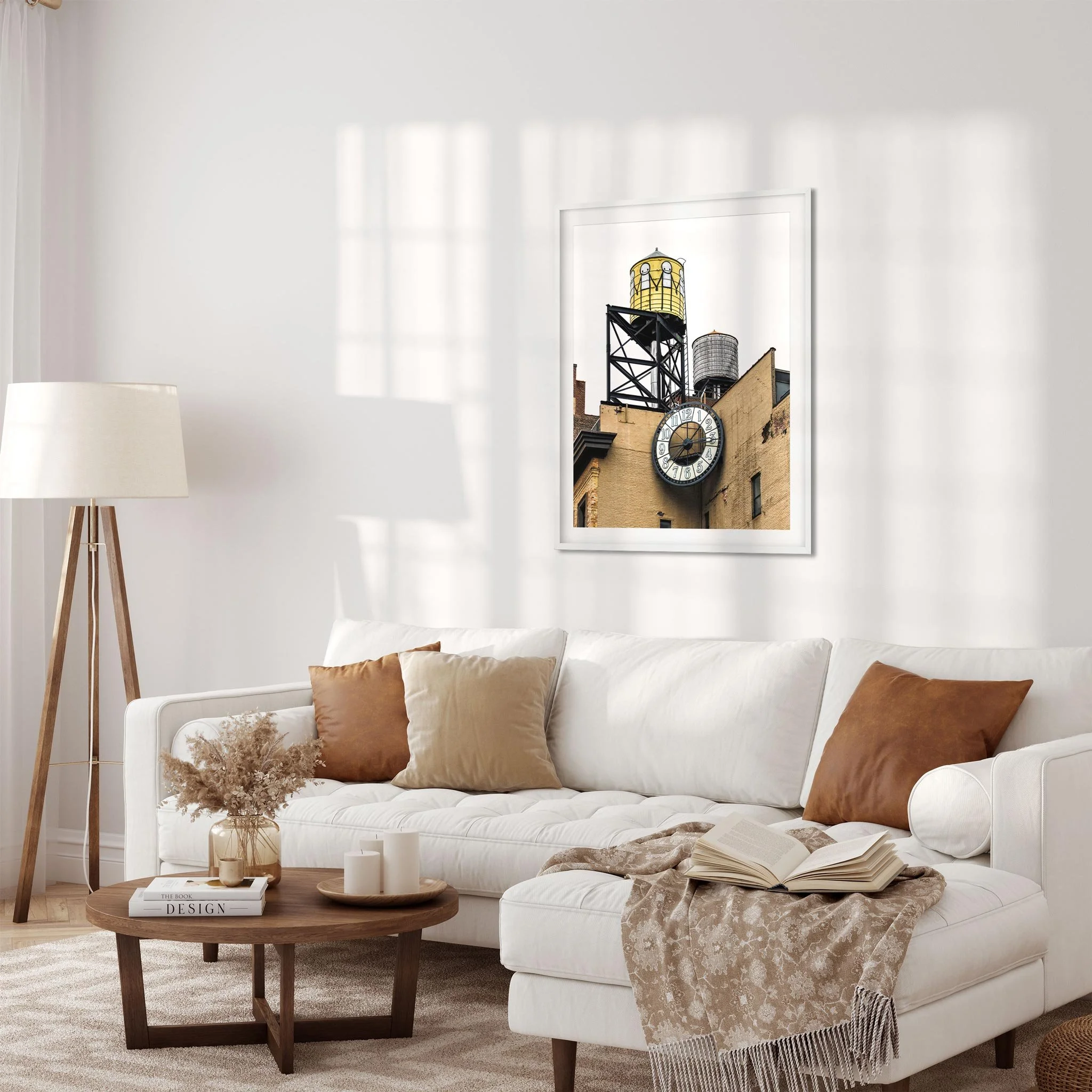 Water Tower painted by STIK with clock East Village - NYC Photography Color Fine Art Print Wall Art