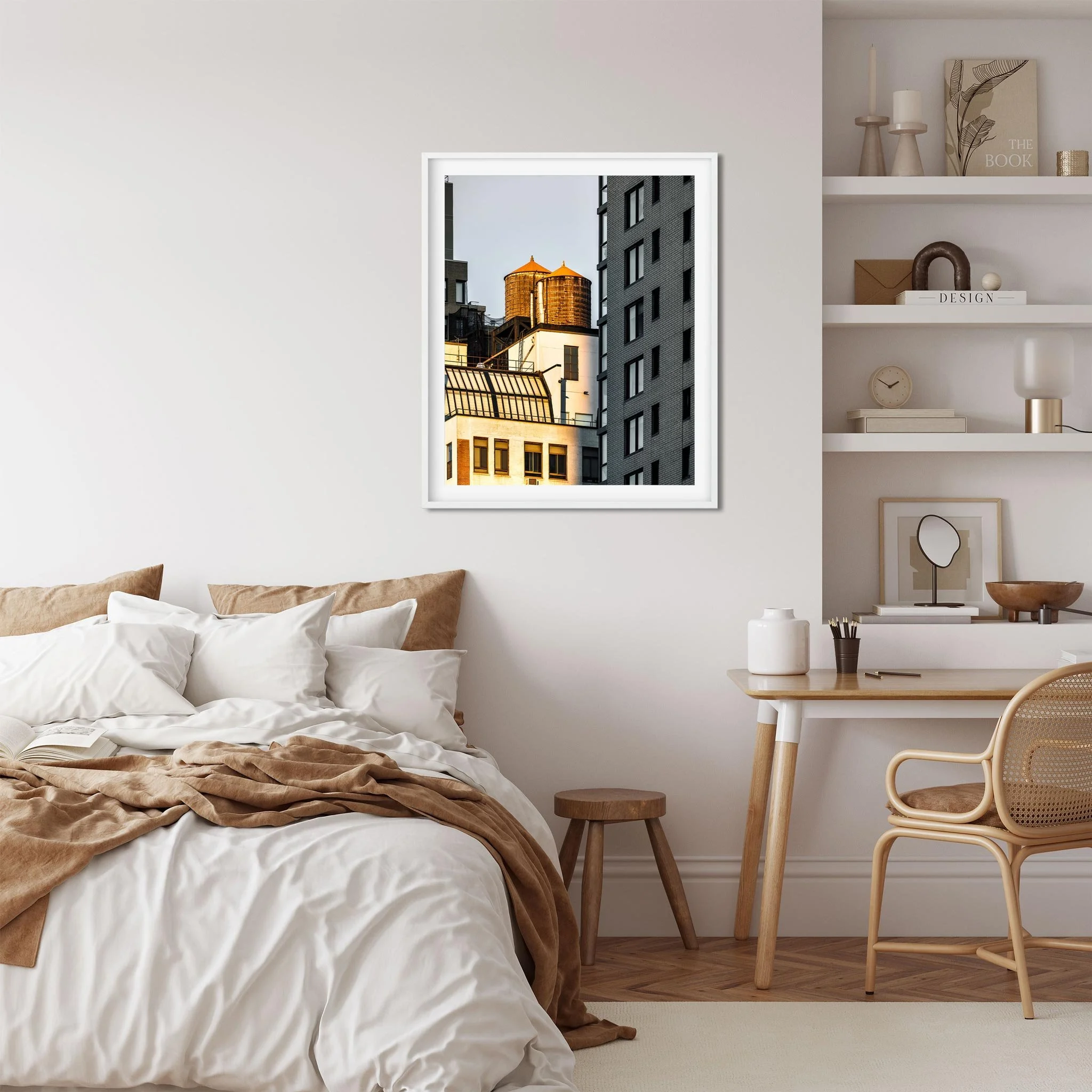 Twin Wood Water Tower, Hell's Kitchen Manhattan - NYC Photography Color Fine Art Print Wall Art