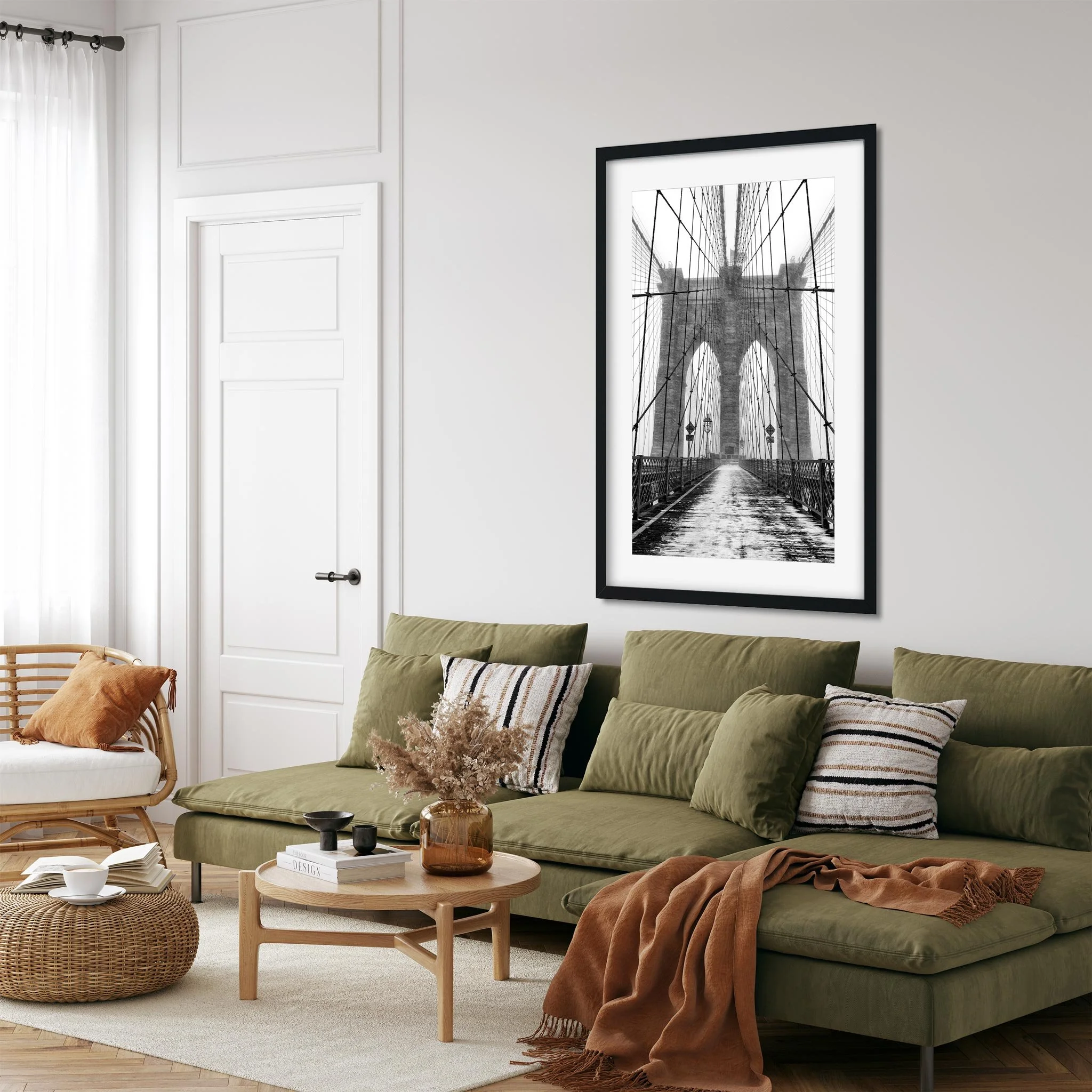 Brooklyn Bridge in Blizzard - Black and White New York City Architecture Photography Fine Art Print
