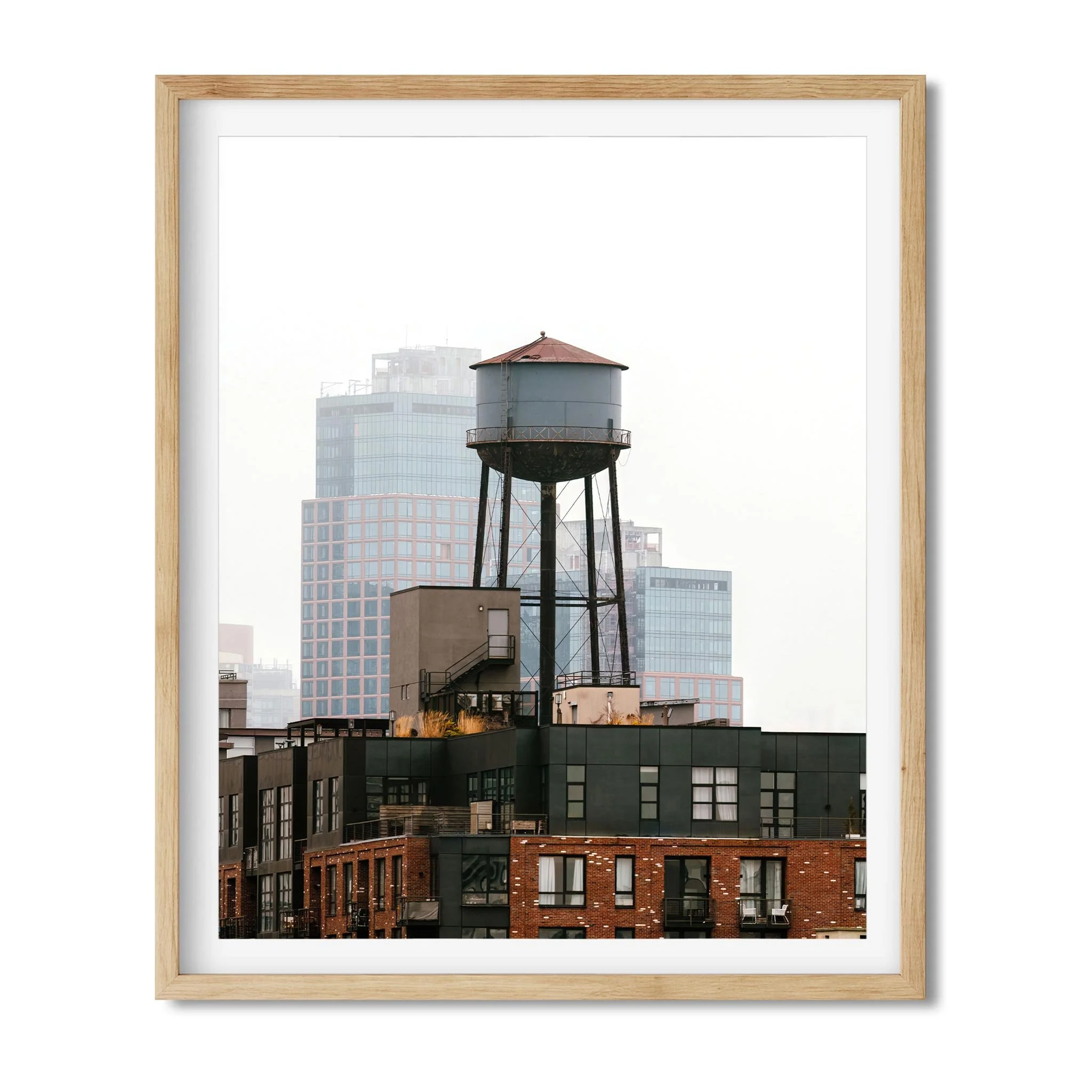 Foggy Morning in Greenpoint Brooklyn NY- Water Tower Photography Color Fine Art Print Wall Art