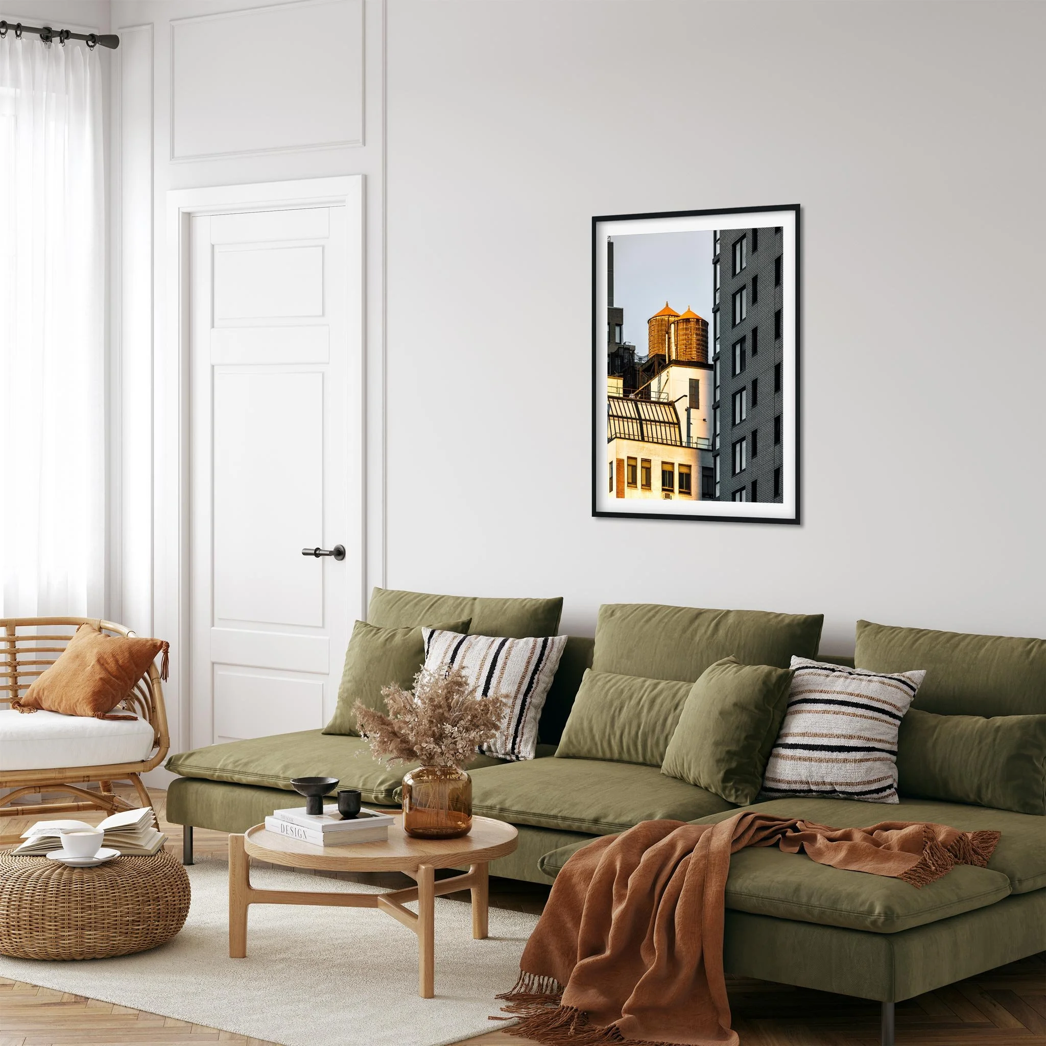 Twin Wood Water Tower, Hell's Kitchen Manhattan - NYC Photography Color Fine Art Print Wall Art