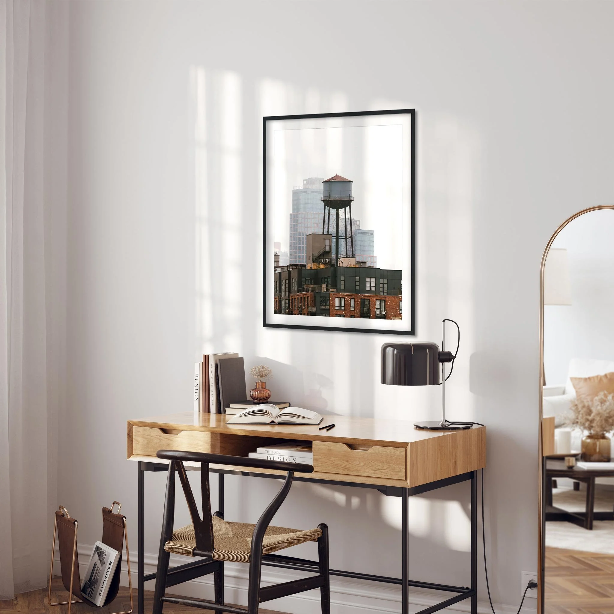 Foggy Morning in Greenpoint Brooklyn NY- Water Tower Photography Color Fine Art Print Wall Art