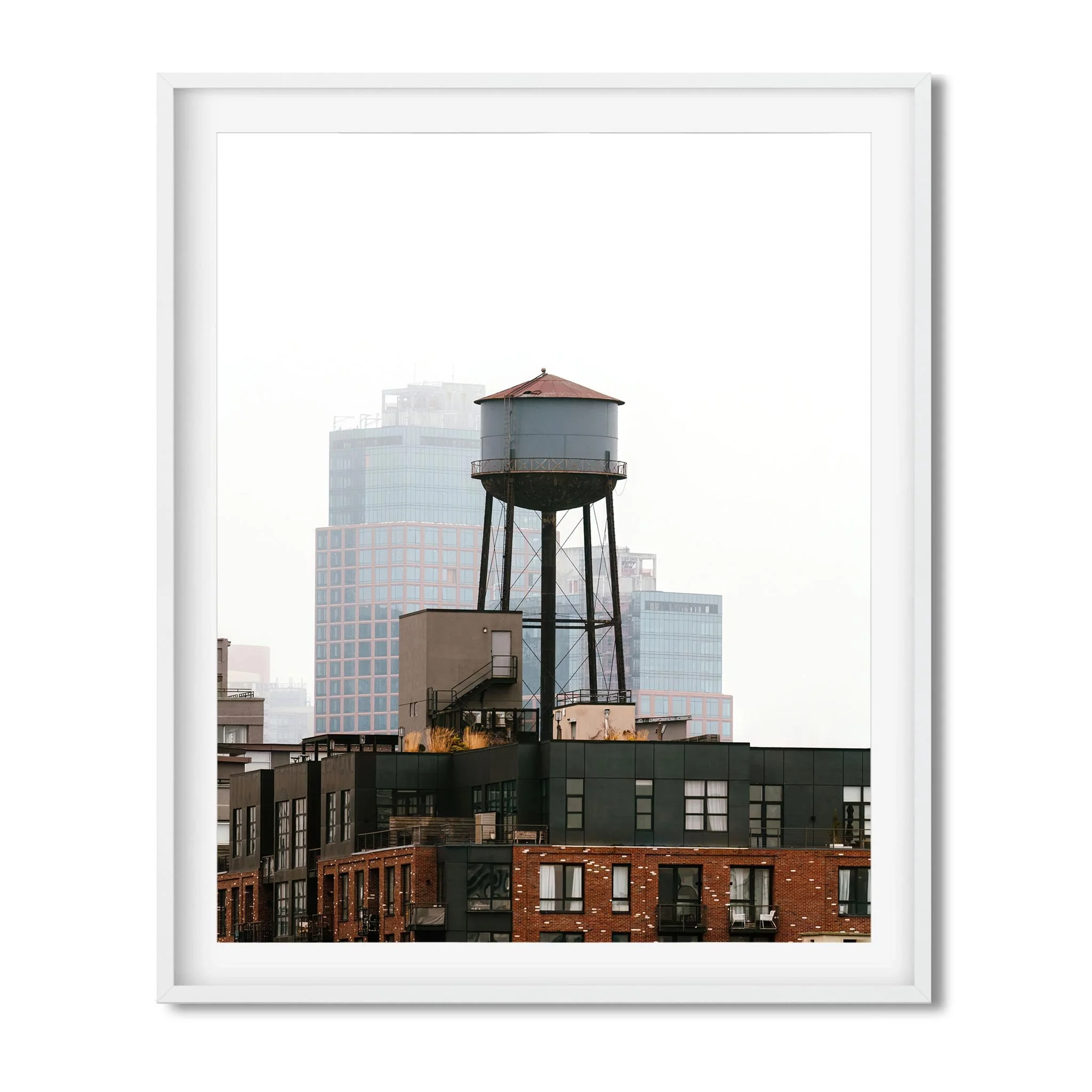Foggy Morning in Greenpoint Brooklyn NY- Water Tower Photography Color Fine Art Print Wall Art